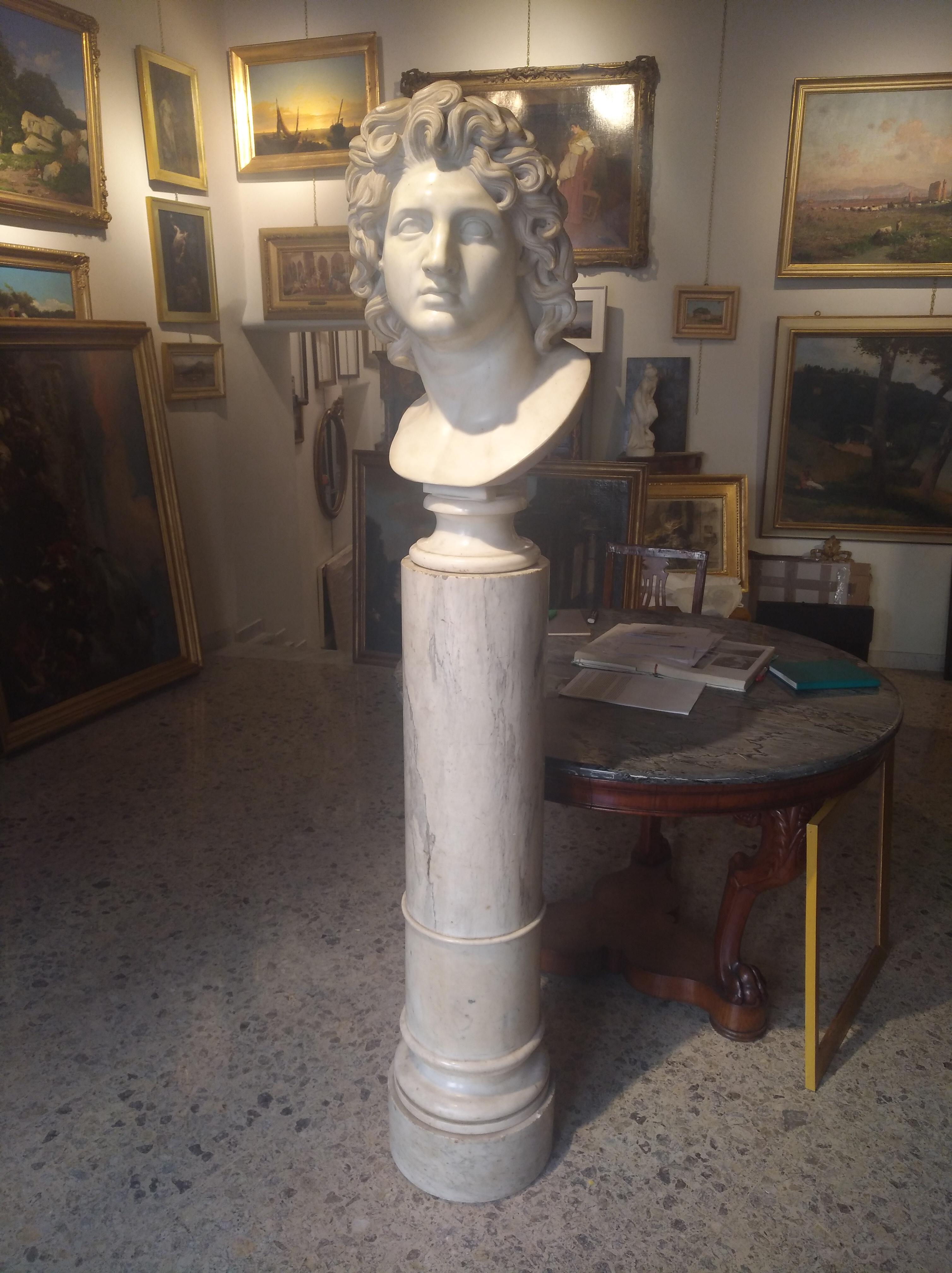 Carlo Albacini (1734-1813)
Alexander the Great
The marble column that supports the bust is original and is born together with the sculpture
Not signed but certified by the Expertise of Professor's Teresa Sacchi Lodispoto


Carlo Albacini was