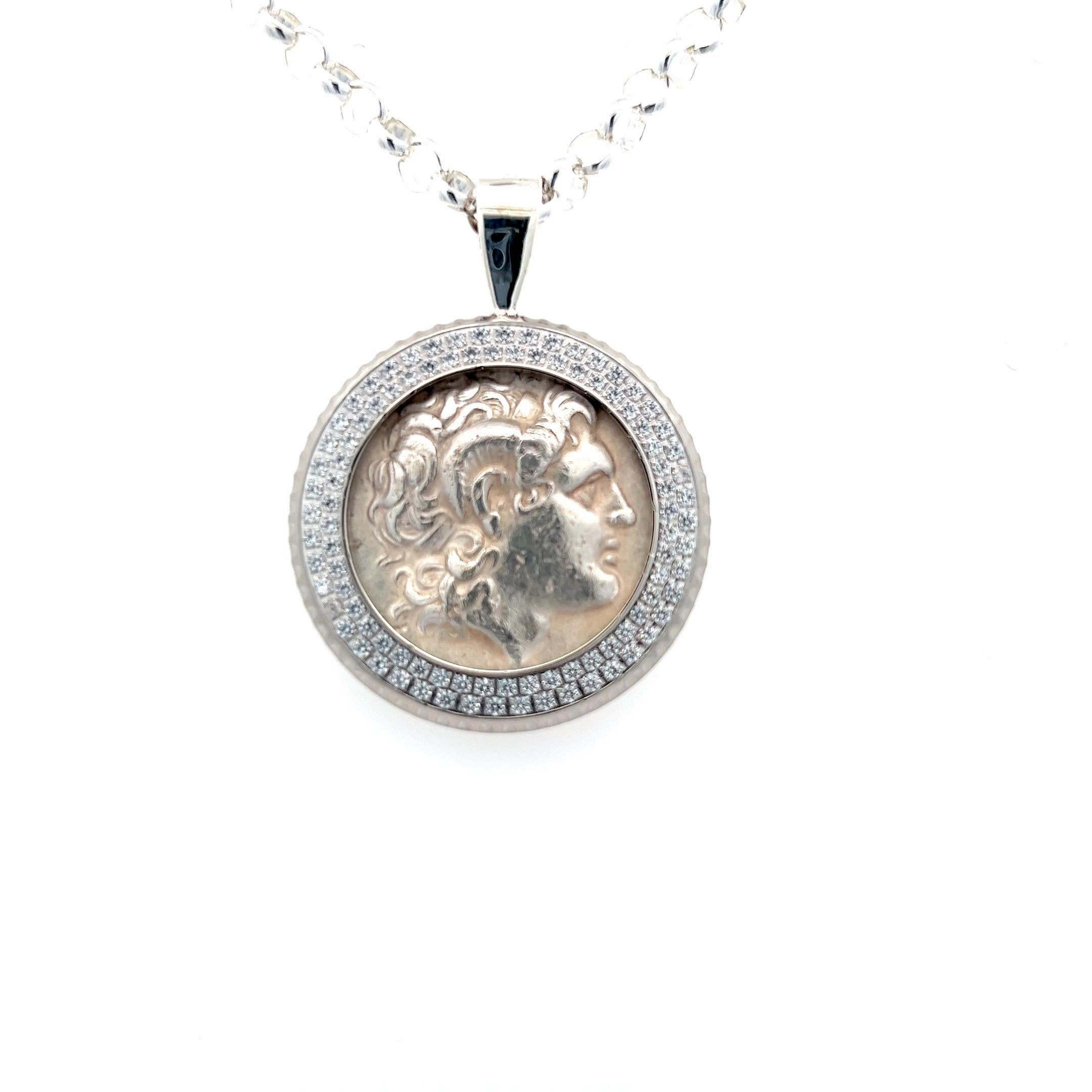 ALexander The Great Coin Kette Anhänger Echter antiker griechischer Silber Tetradrachm aus Silber im Angebot 6