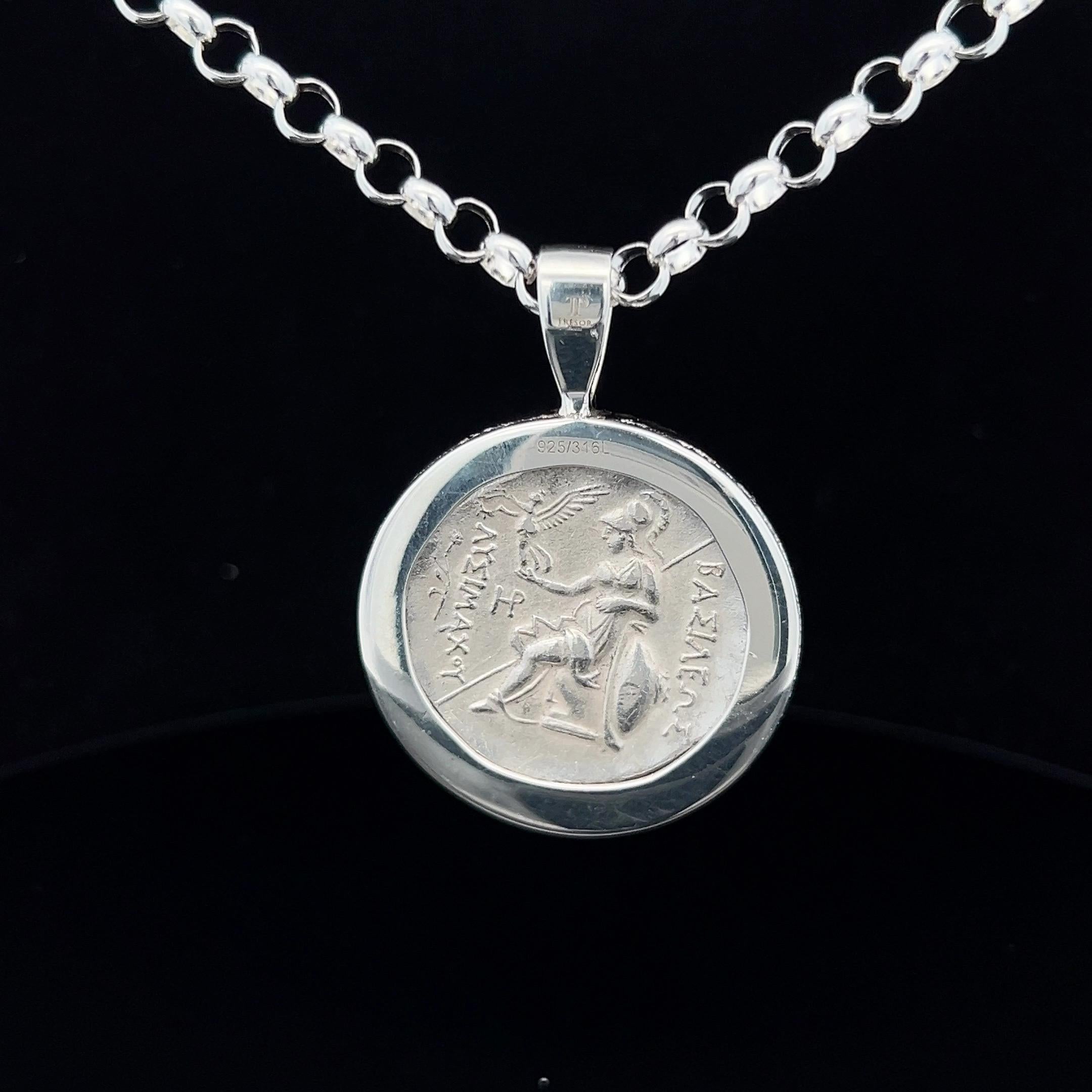 ALexander The Great Coin Kette Anhänger Echter antiker griechischer Silber Tetradrachm aus Silber im Angebot 7