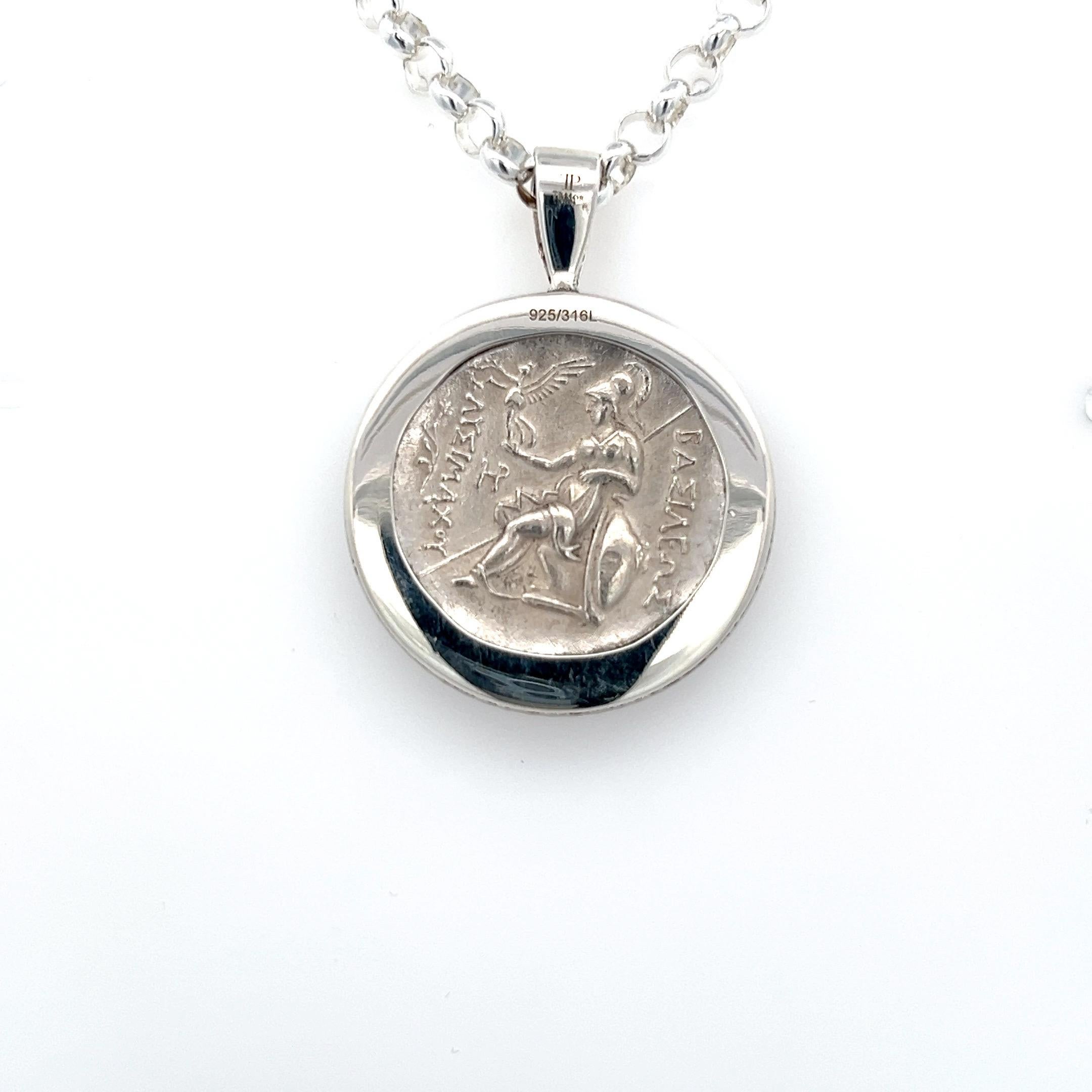 ALexander The Great Coin Kette Anhänger Echter antiker griechischer Silber Tetradrachm aus Silber im Angebot 8