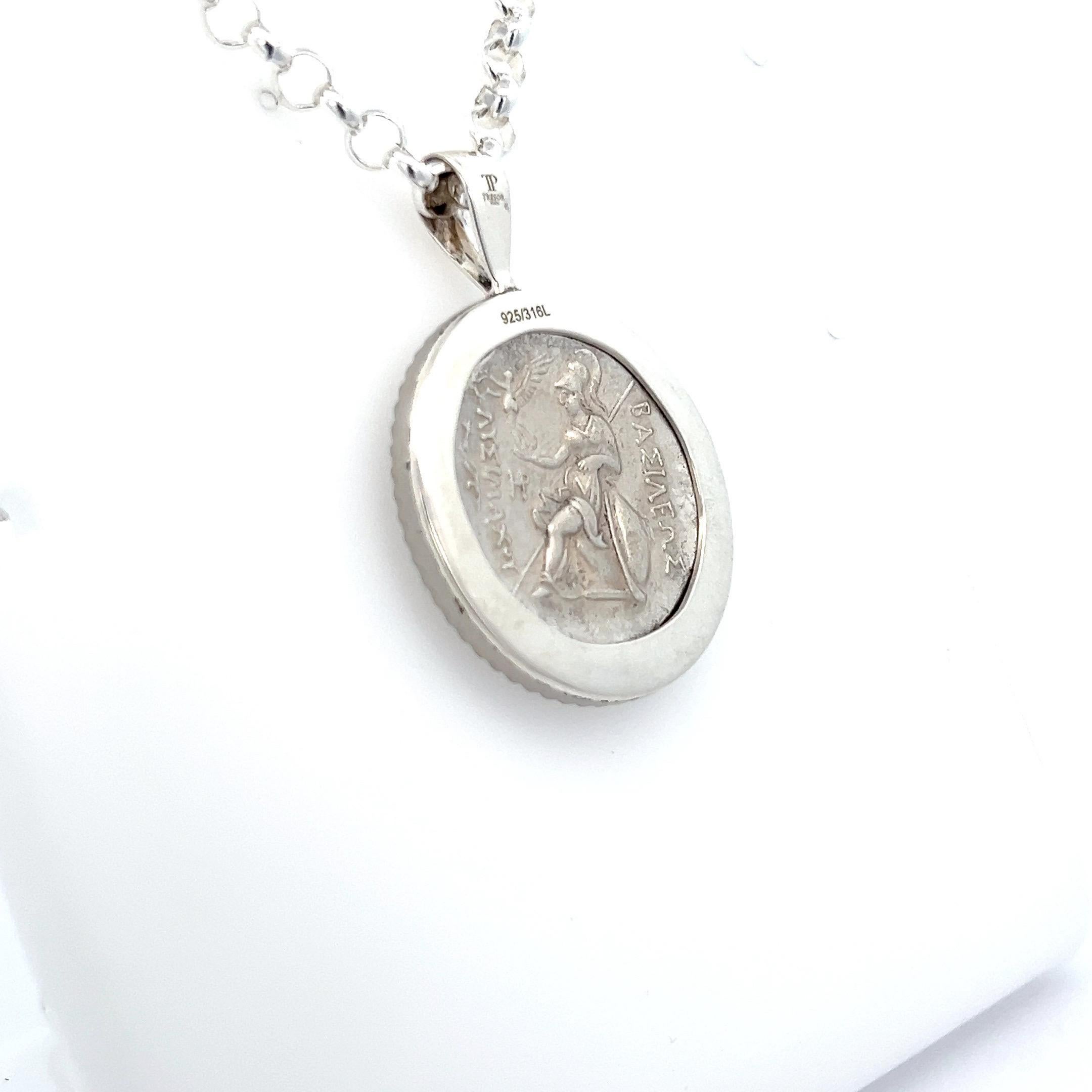 ALexander The Great Coin Kette Anhänger Echter antiker griechischer Silber Tetradrachm aus Silber im Angebot 10