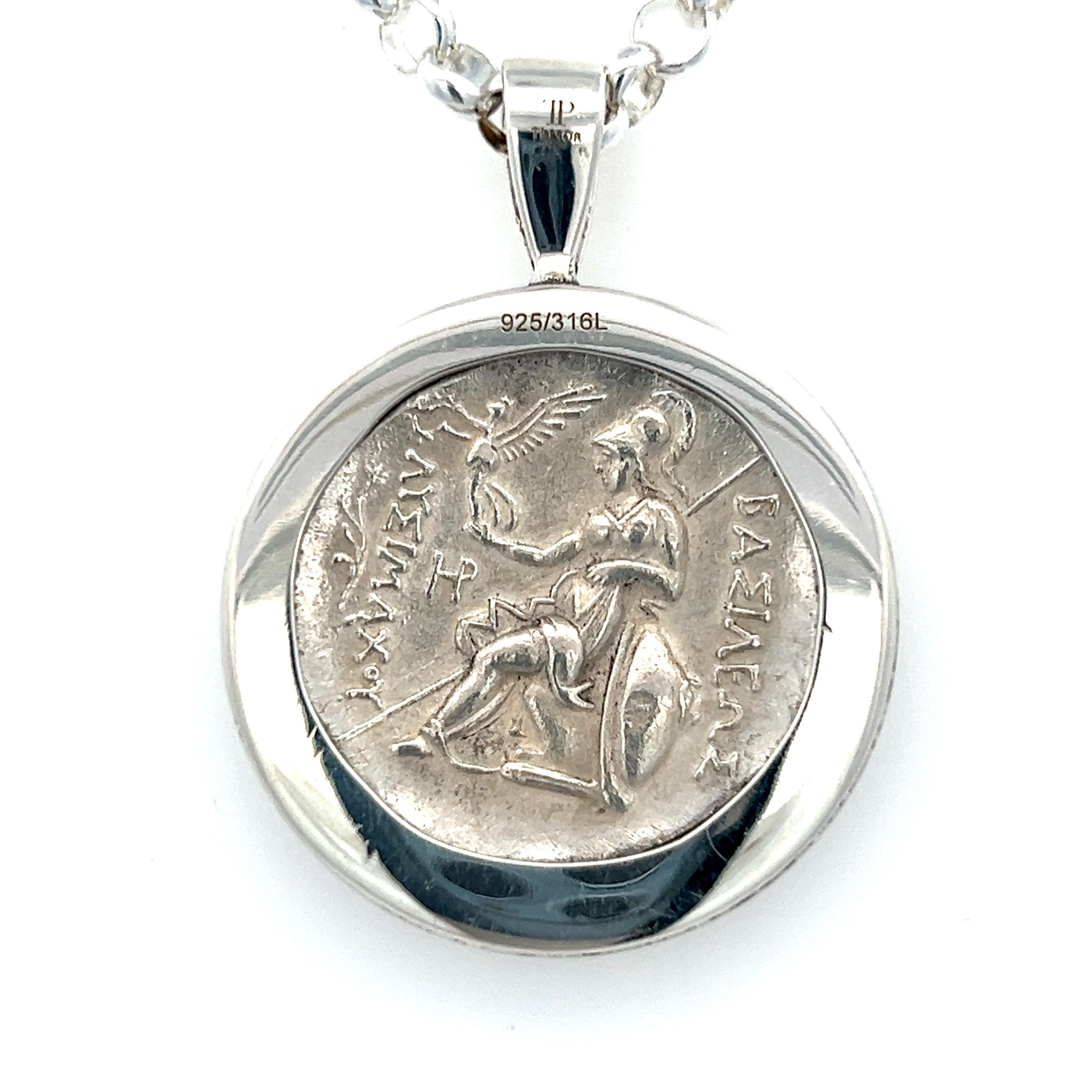 Grec classique ALexander The Great Coin Chain pendentif authentique Tetradrachm en argent de la Grèce antique en vente