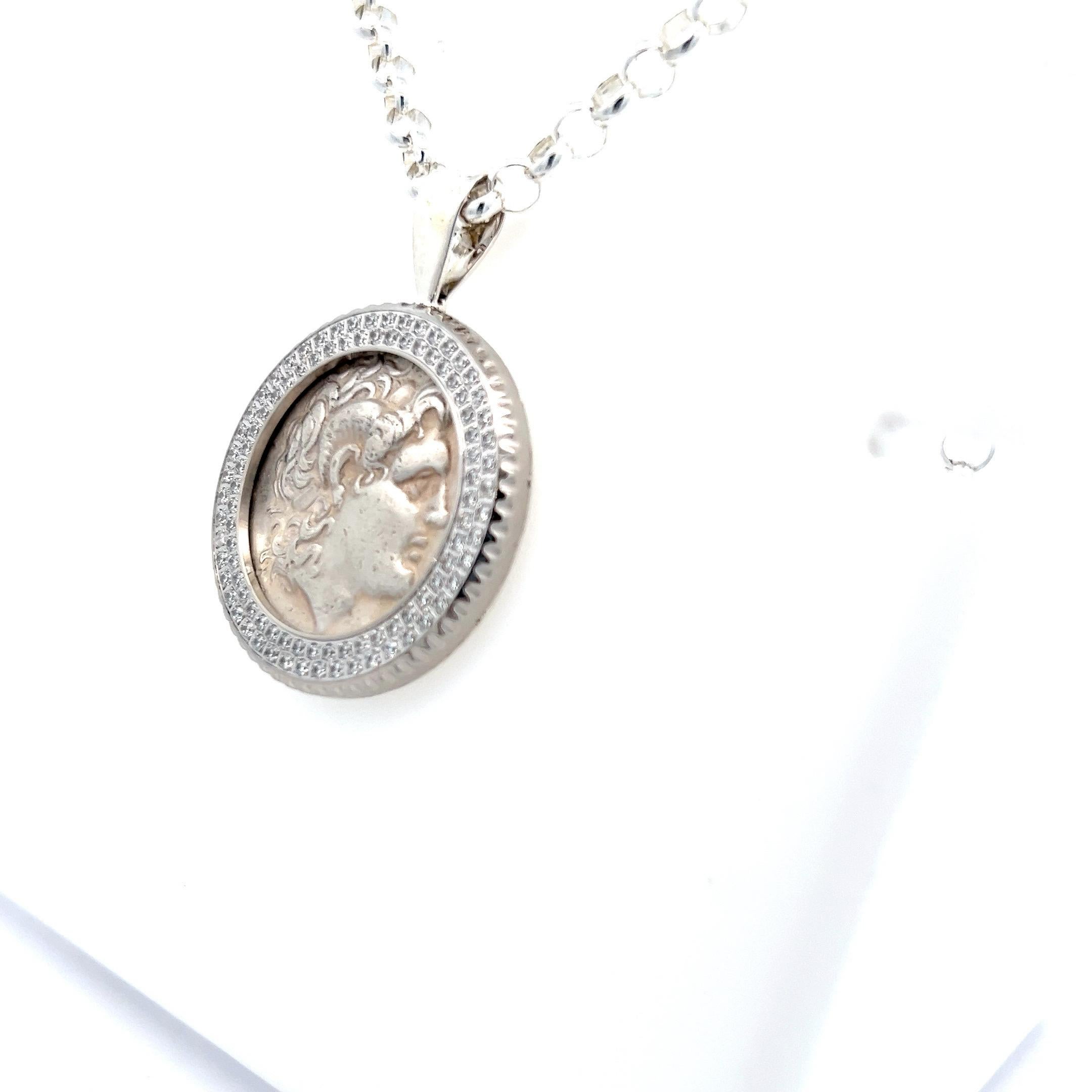 ALexander The Great Coin Kette Anhänger Echter antiker griechischer Silber Tetradrachm aus Silber für Damen oder Herren im Angebot