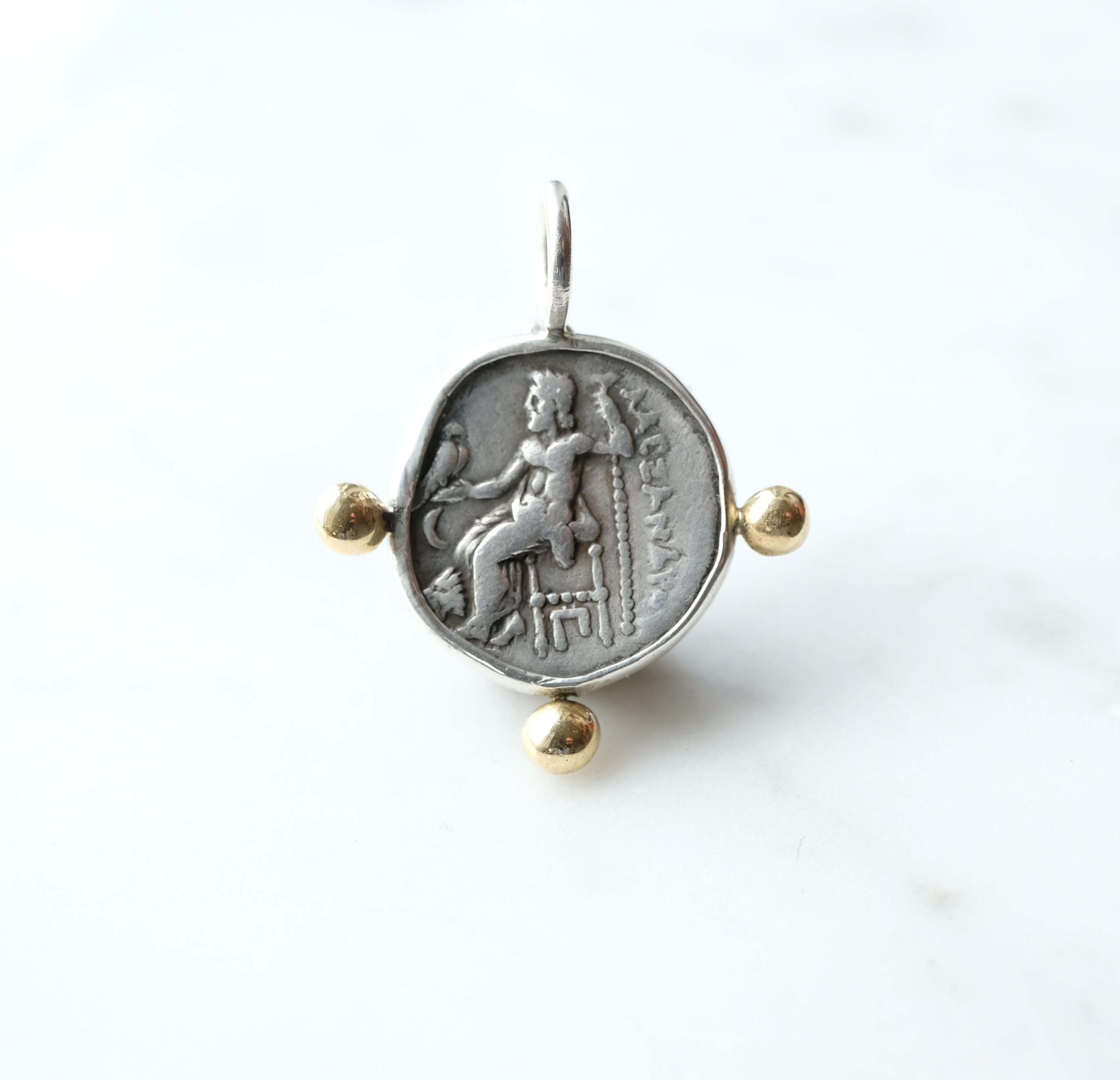 Dracma di Alexander il Grande (Zeus ed Ercole) in argento e oro 18 carati In condizioni Nuovo a Chicago, IL