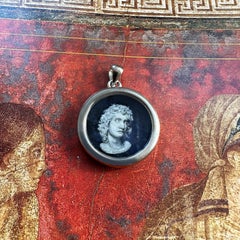 ALEXANDER THE GREAT Hand-Painted on Lapis Lazuli 925 Silver Pendant