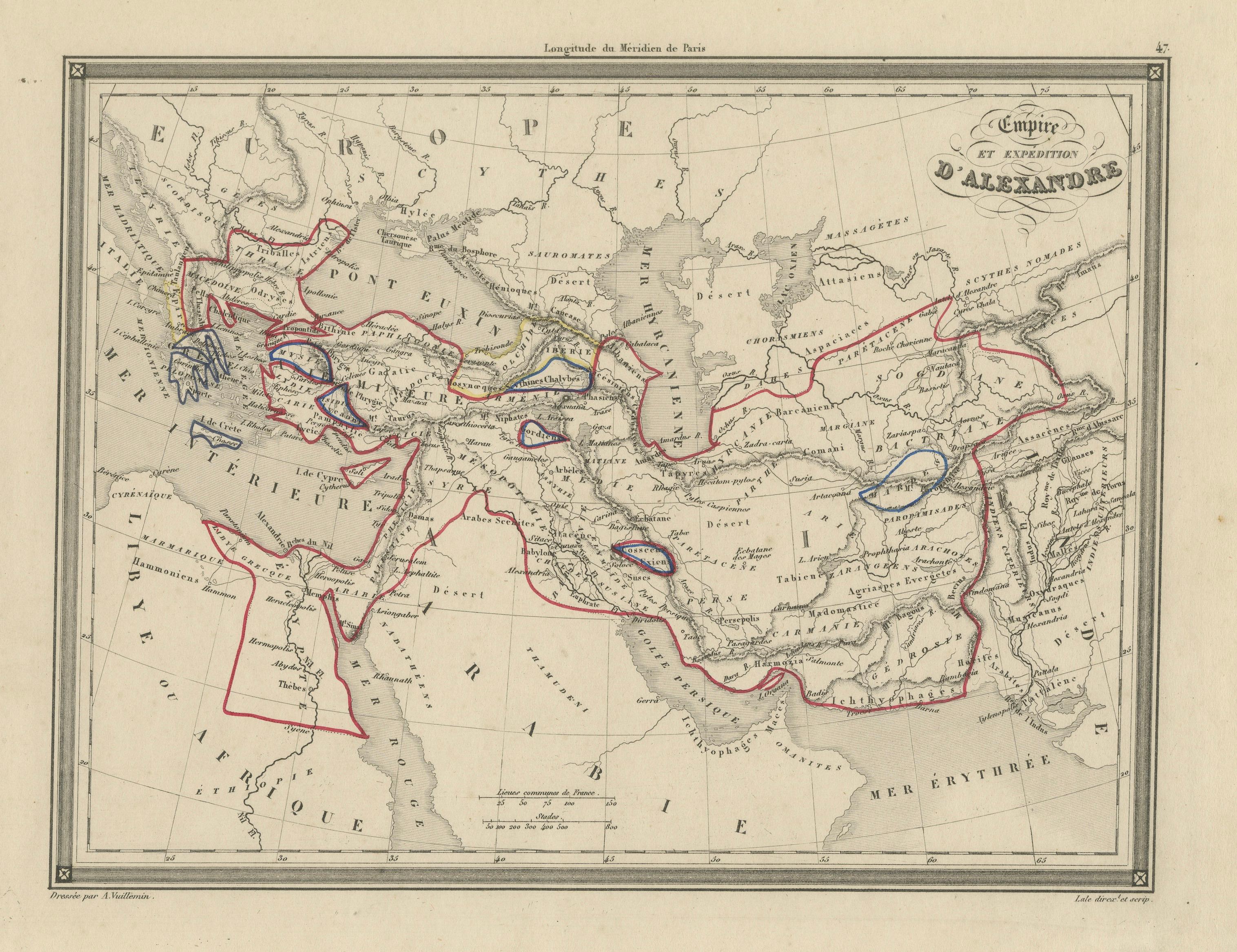 Alexander the Great’s Empire Map — Classical Campaign Routes, c.1800