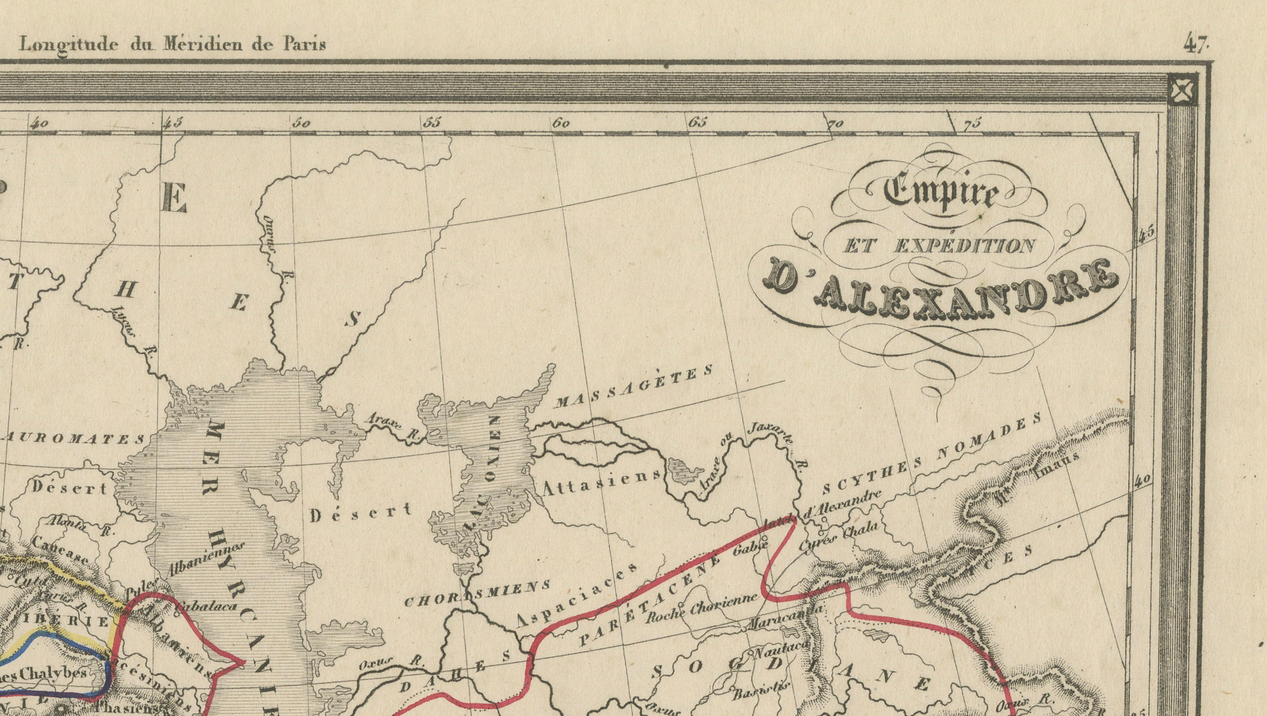 Alexander the Great’s Empire Map — Classical Campaign Routes, c.1800