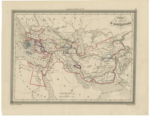 Alexander the Great’s Empire Map — Classical Campaign Routes, c.1800