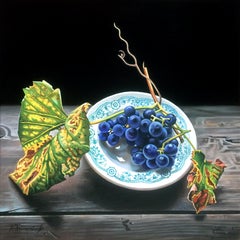 Natura morta con uva - quadro originale di natura morta realistica - arte contemporanea