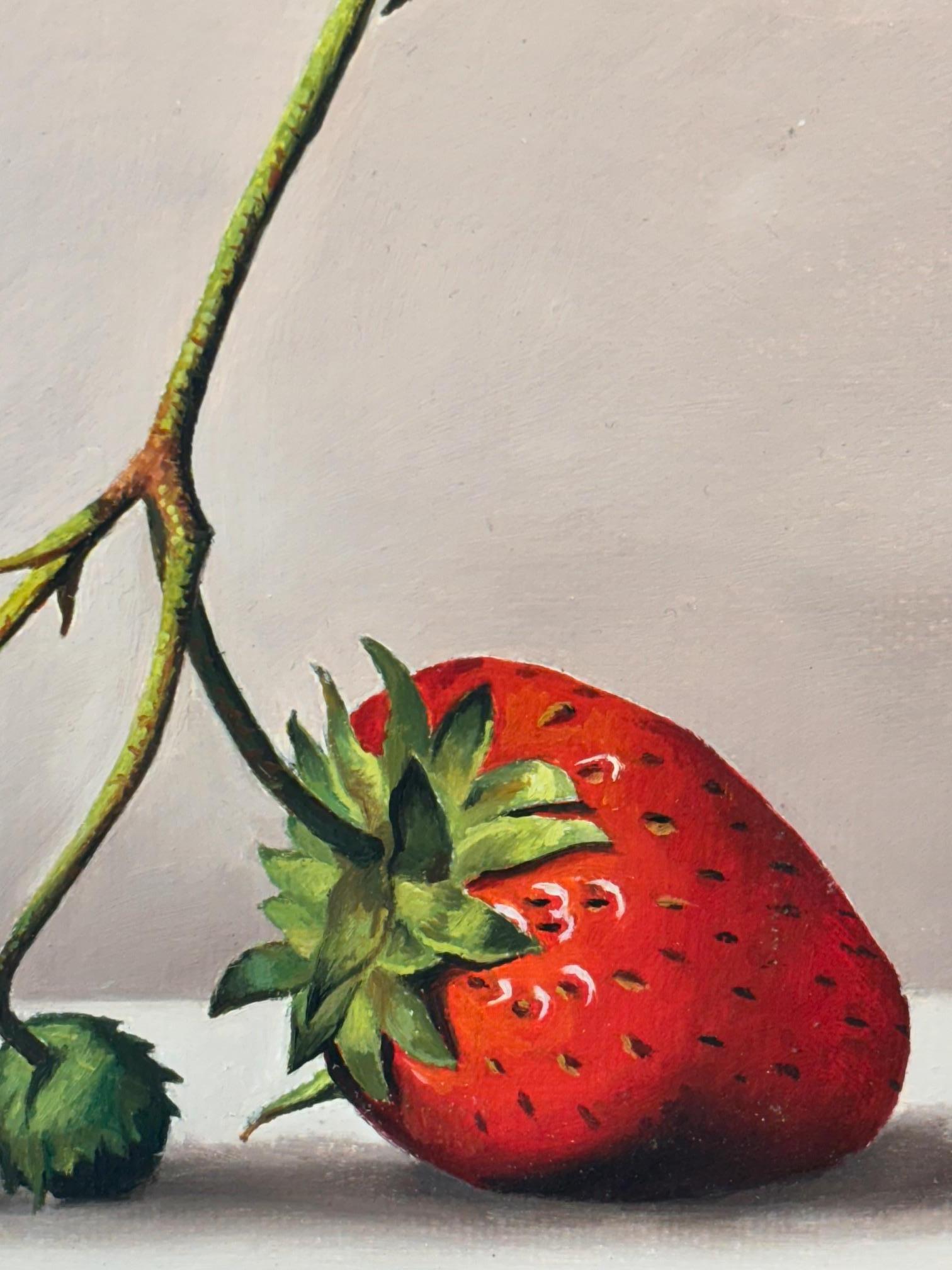 Wild Strawberry - original still life impressionism painting - contemporary art - Realist Painting by alexander titorenkov