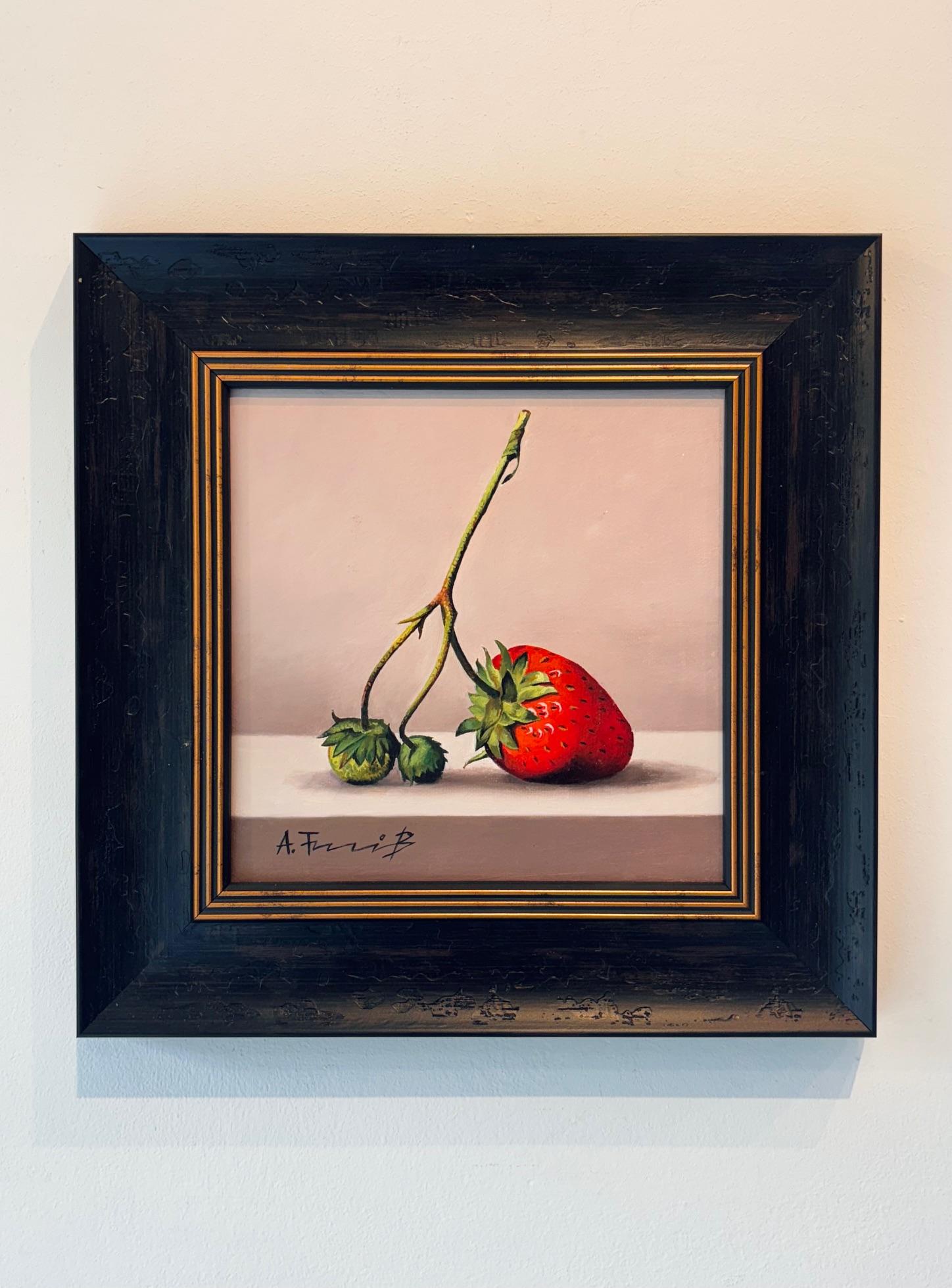 Wild Strawberry - original still life impressionism painting - contemporary art in vendita 2