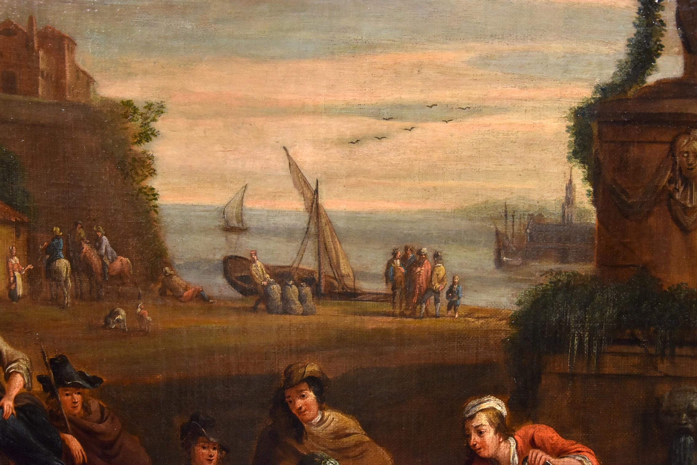 Van Bredael Signed Landscape Paint Oil on canvas Old master 17th Century Flemish For Sale 8