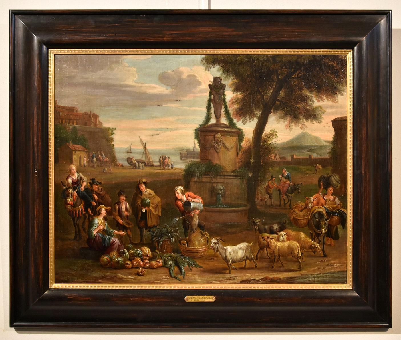 Alexander van Bredael (Antwerp 1663 - 1720) Landscape Painting - Van Bredael Signed Landscape Paint Oil on canvas Old master 17th Century Flemish