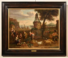 Antique Van Bredael Signed Landscape Paint Oil on canvas Old master 17th Century Flemish