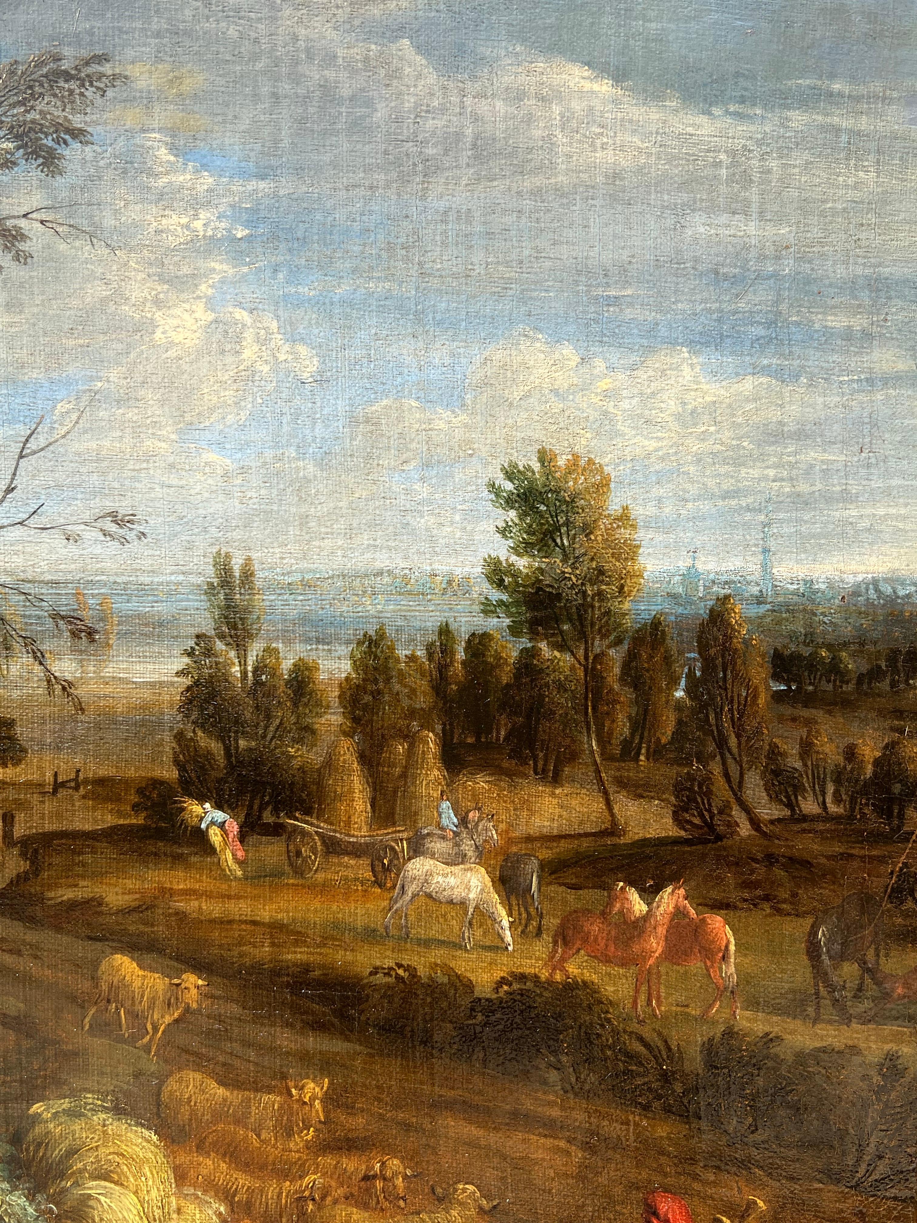 Großes flämisches Erntefest-Gemälde aus dem 17. Jahrhundert - Landschaft auf dem Lande (Braun), Landscape Painting, von Alexander Van Bredael