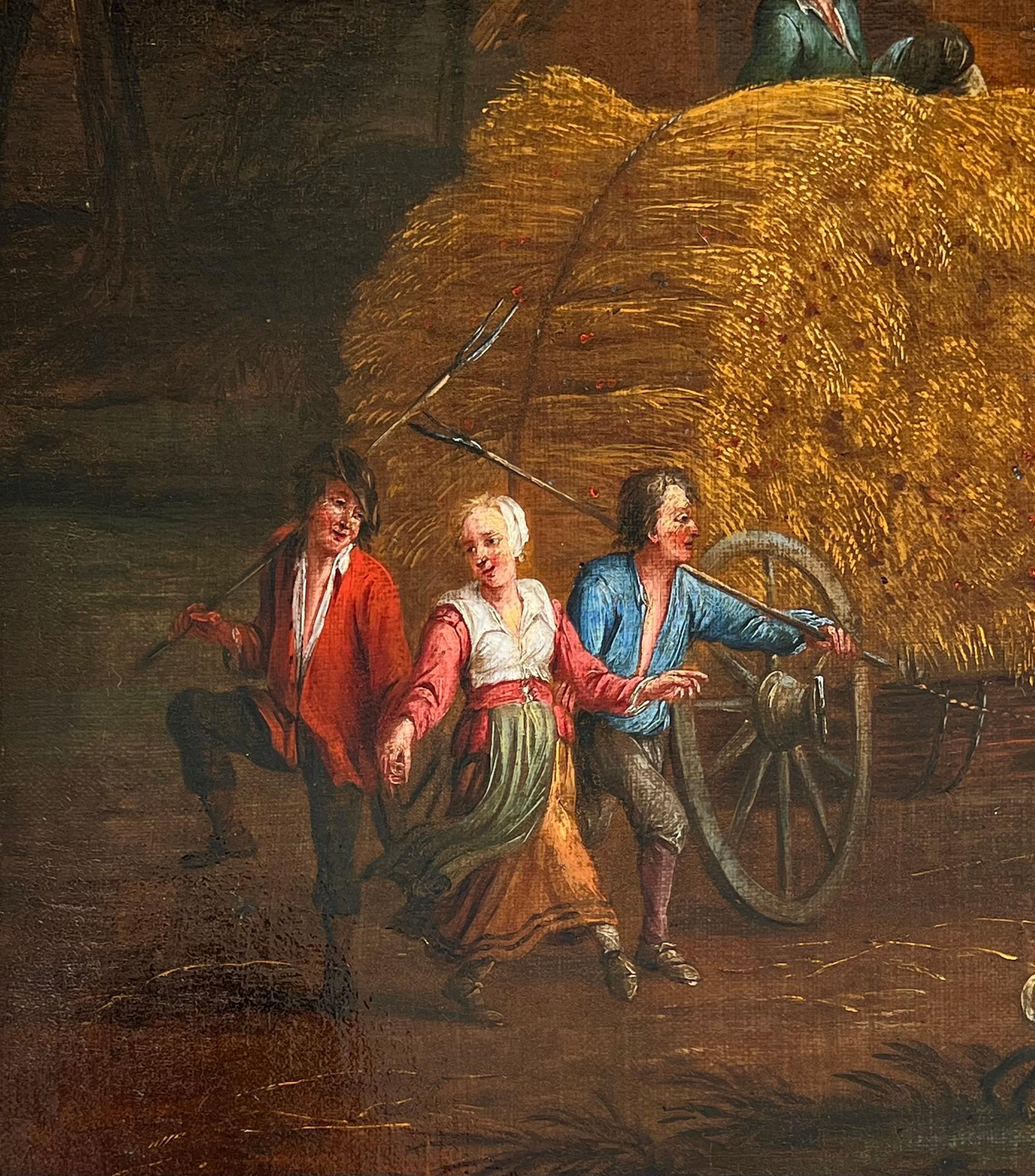 Large 17th century Flemish Harvest Landscape Painting - Countryside For Sale 3