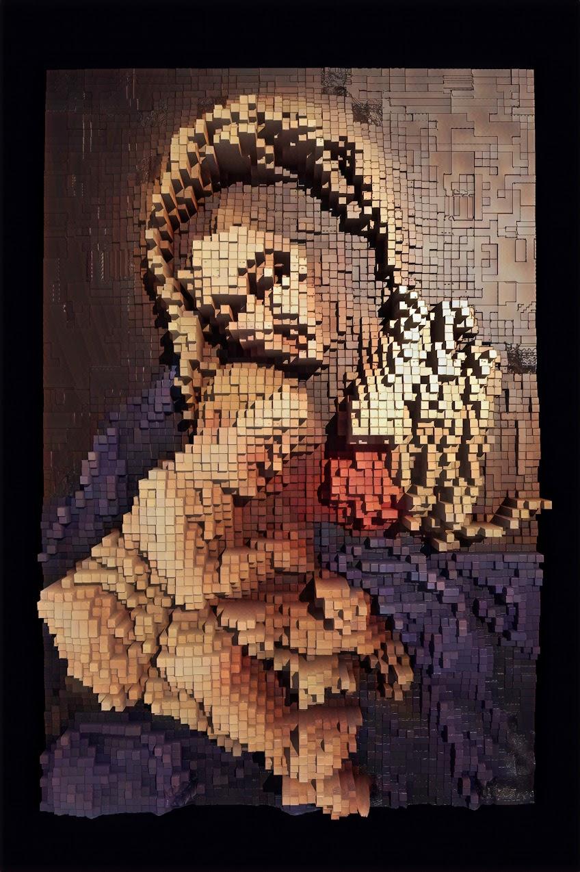 Study for a portrait of Virgin with child I - digital print on canvas  - Mixed Media Art by Alexander Van Glitch 