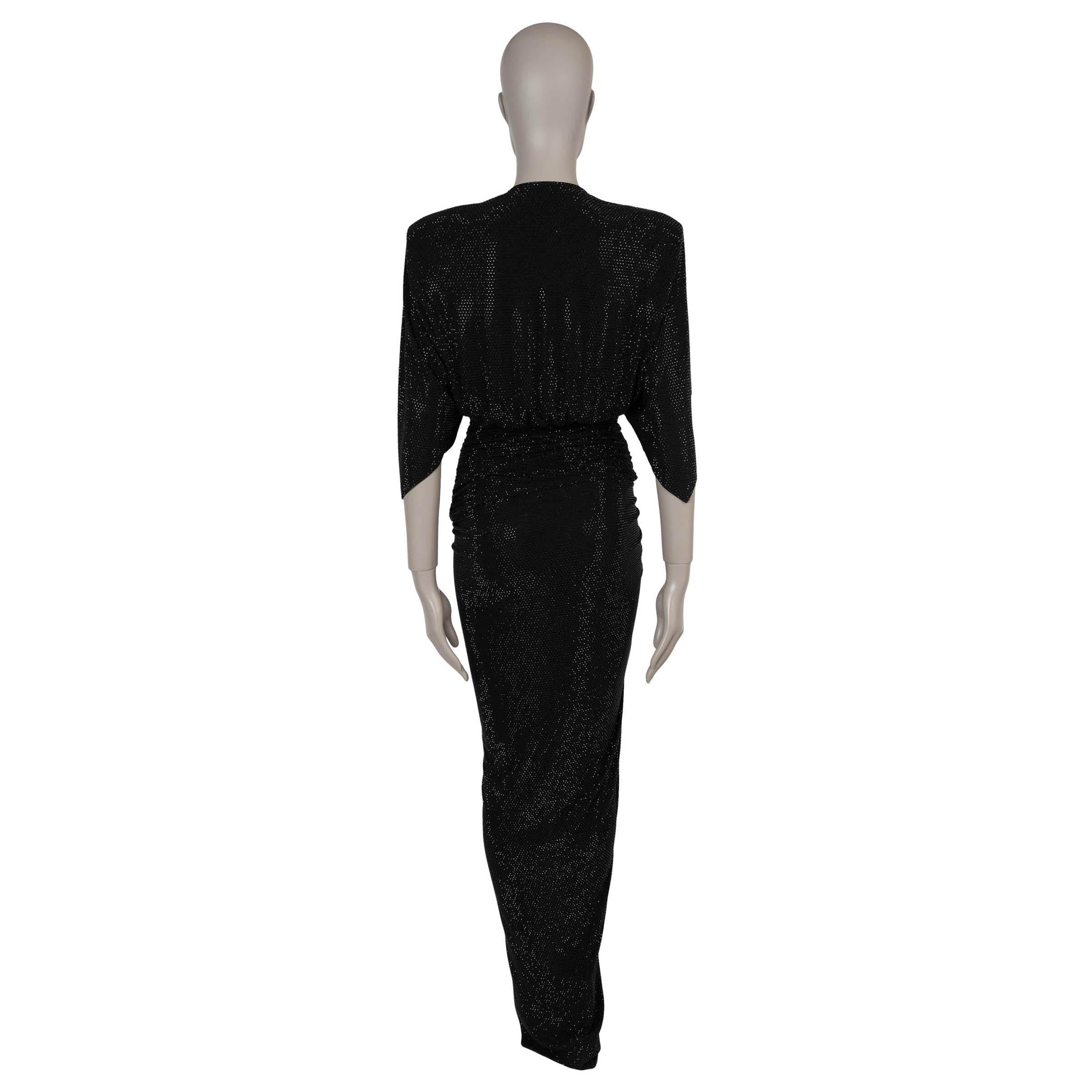 Black ALEXANDER VAUTHIER black viscose 2023 CRYSTAL EMBELLISHED Gown Dress 38 S For Sale