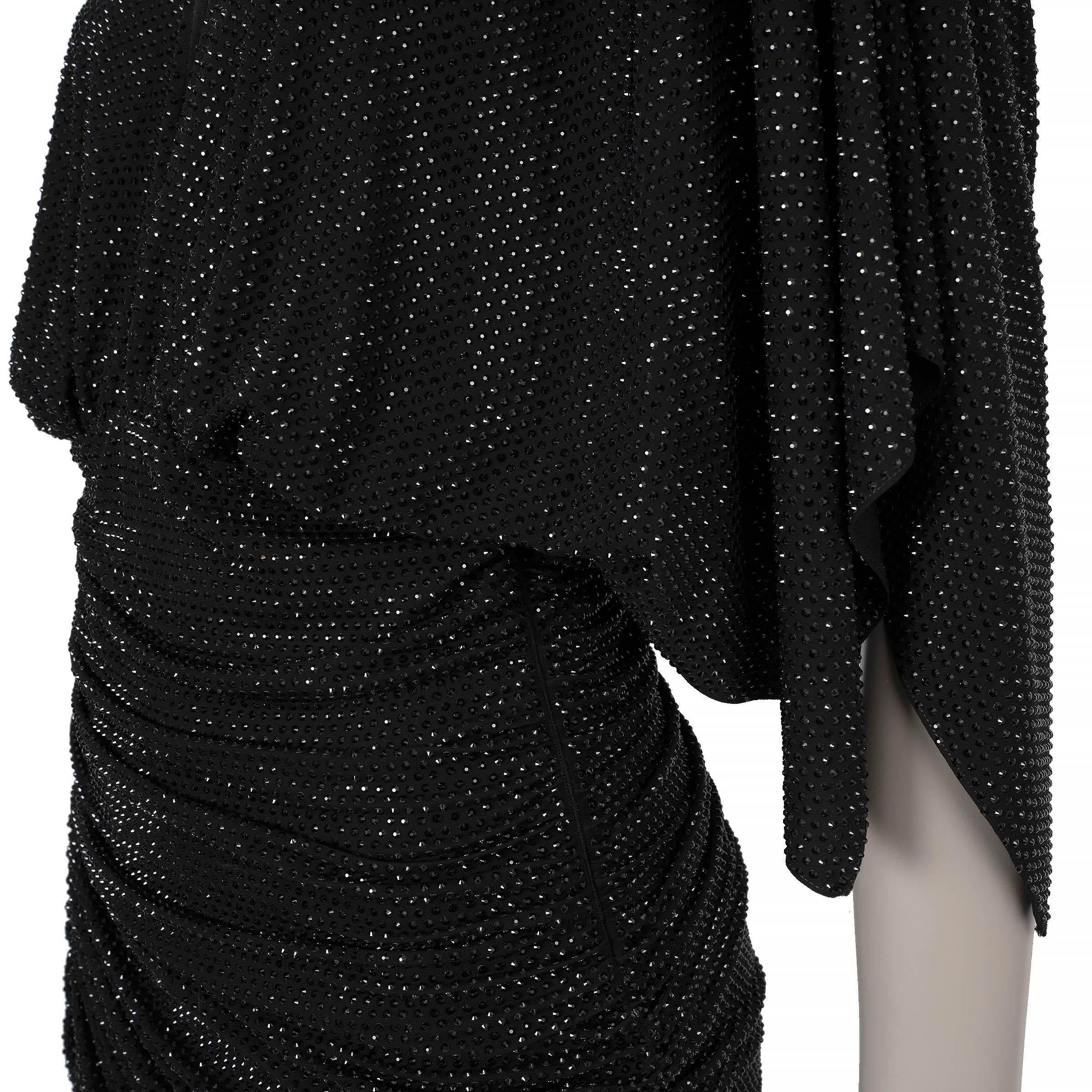 ALEXANDER VAUTHIER black viscose 2023 CRYSTAL EMBELLISHED Gown Dress 38 S In Excellent Condition For Sale In Zürich, CH