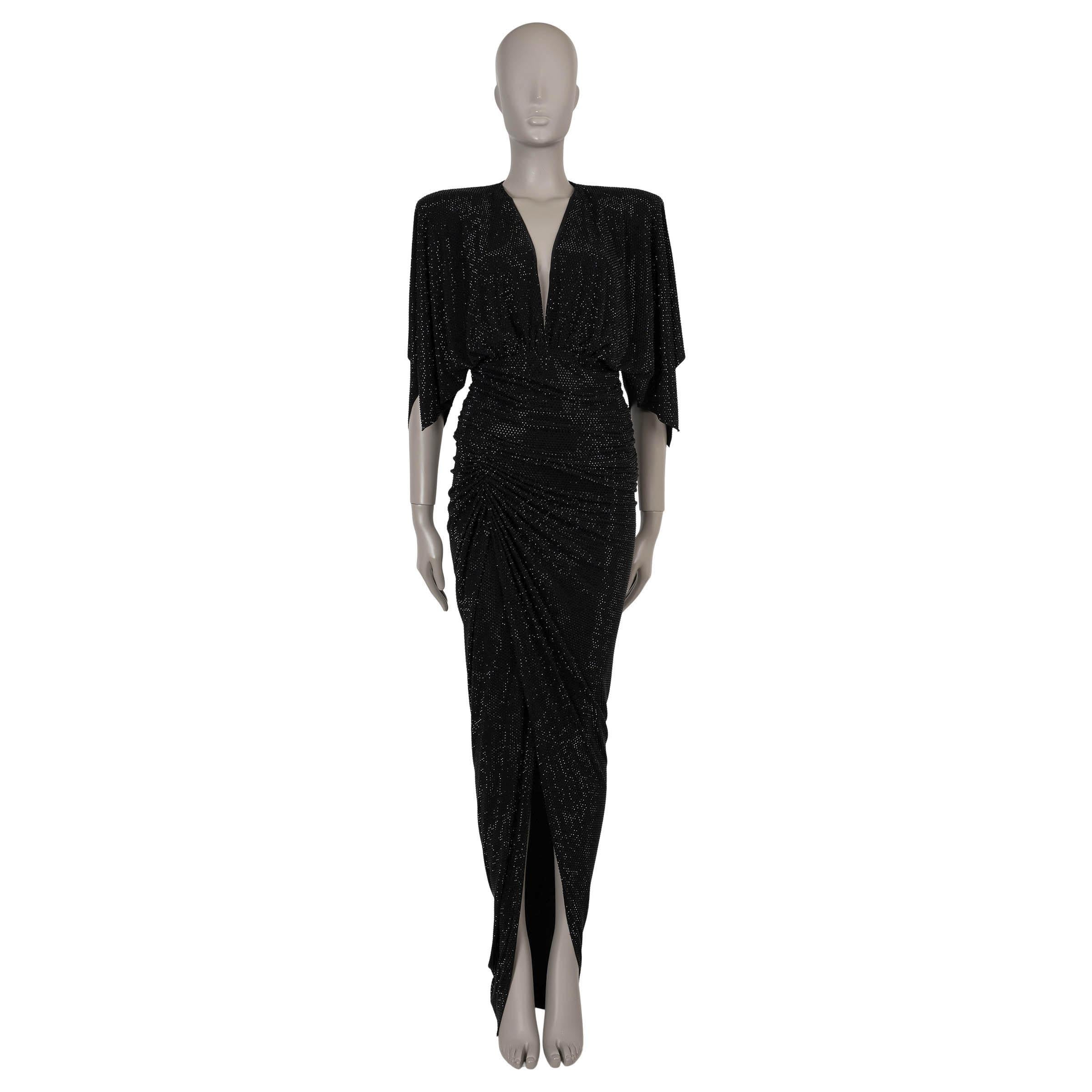 ALEXANDER VAUTHIER black viscose 2023 CRYSTAL EMBELLISHED Gown Dress 38 S For Sale