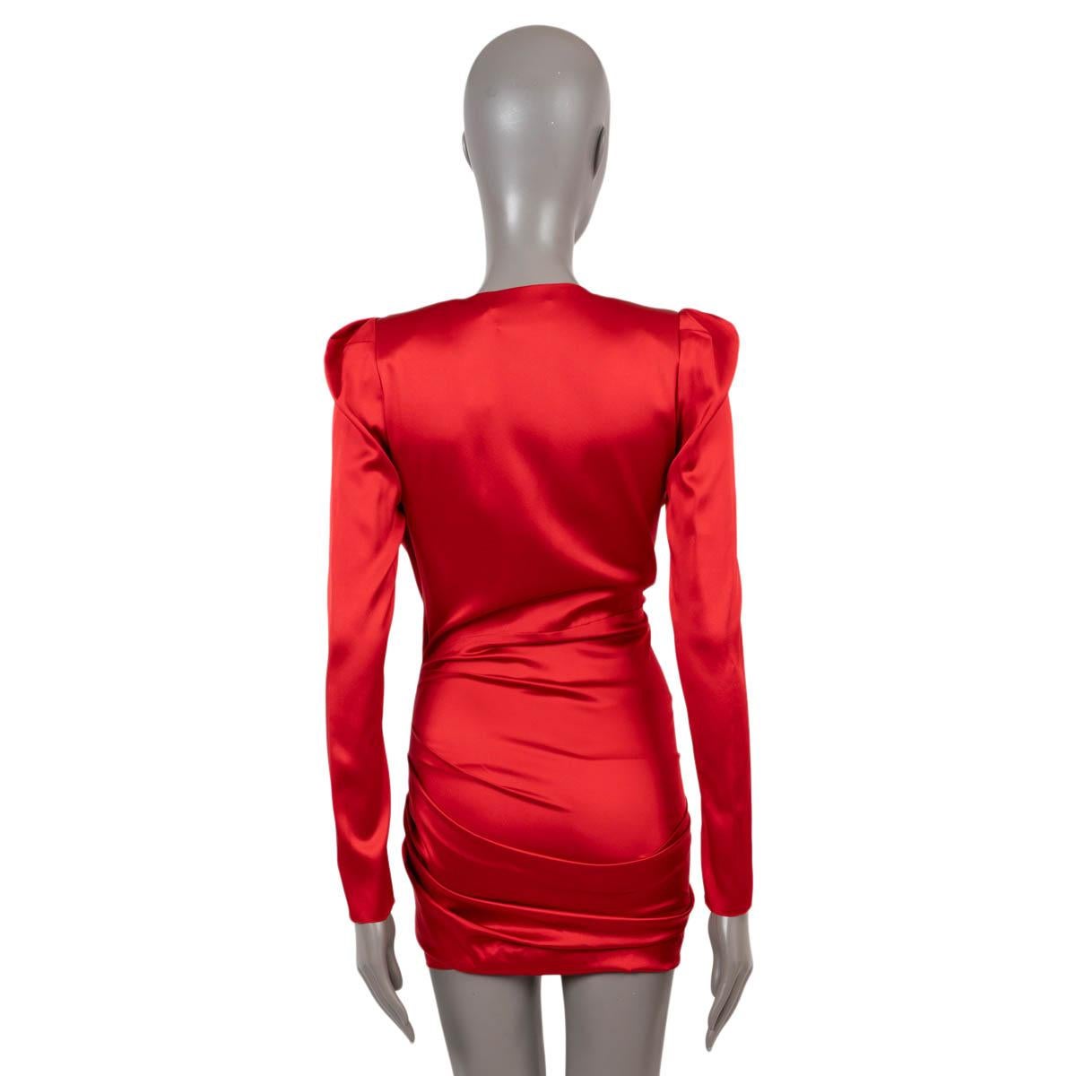 ALEXANDER VAUTHIER red silk 2019 ASYMMETRIC SATIN MINI Dress 38 S In Excellent Condition For Sale In Zürich, CH