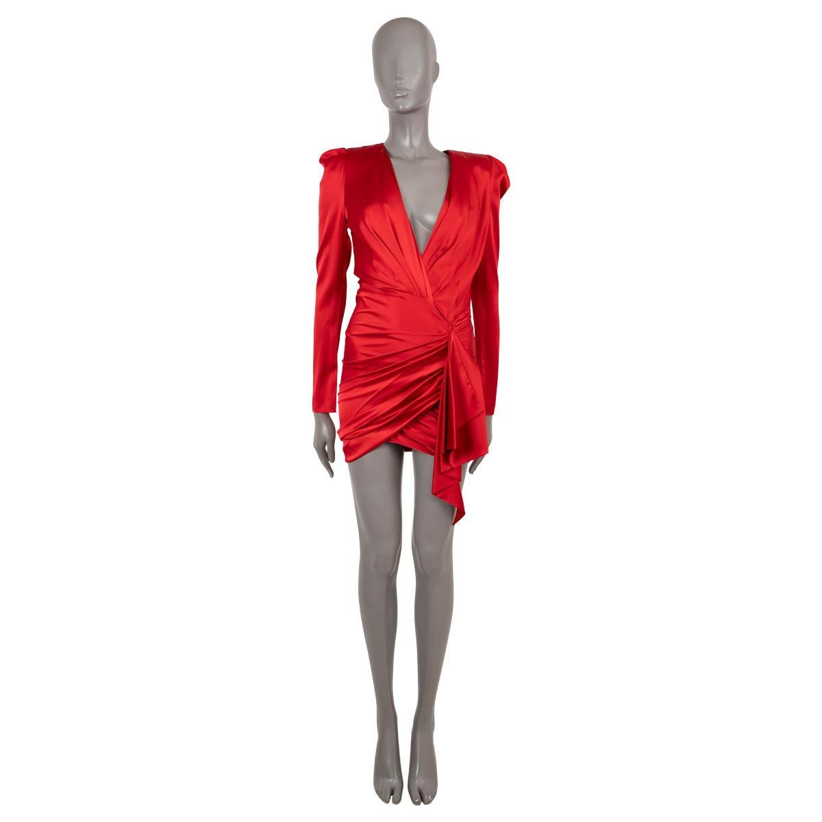 Women's ALEXANDER VAUTHIER red silk 2019 ASYMMETRIC SATIN MINI Dress 38 S For Sale