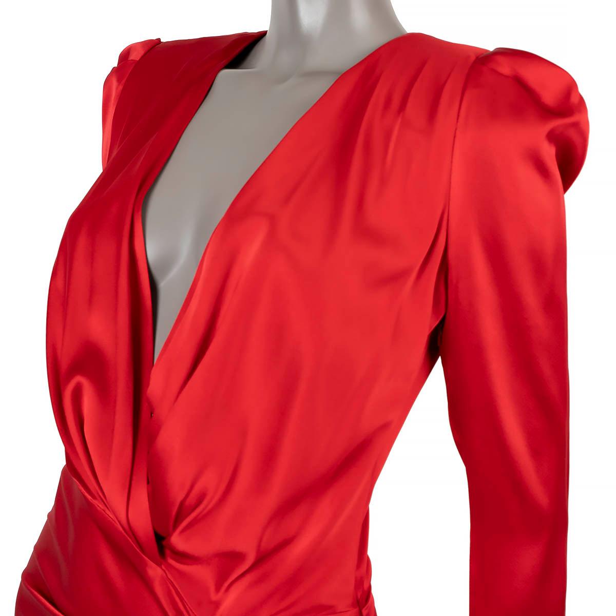 ALEXANDER VAUTHIER red silk 2019 ASYMMETRIC SATIN MINI Dress 38 S For Sale 1