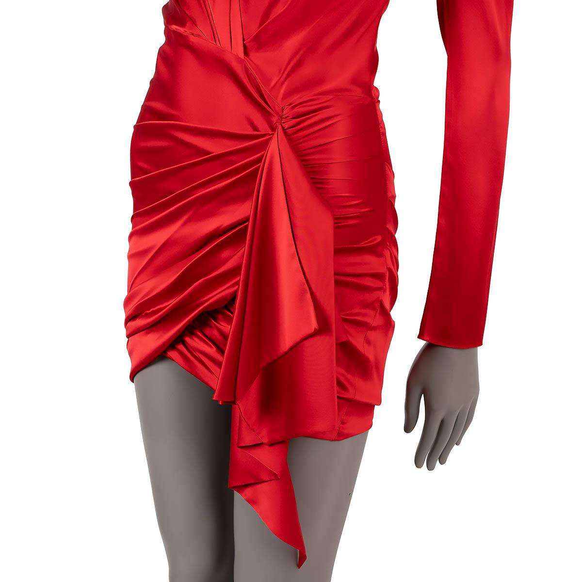 ALEXANDER VAUTHIER Rotes Seidenkleid aus Seide 2019 ASYMMETRIC SATIN MINI Kleid 38 S im Angebot 2