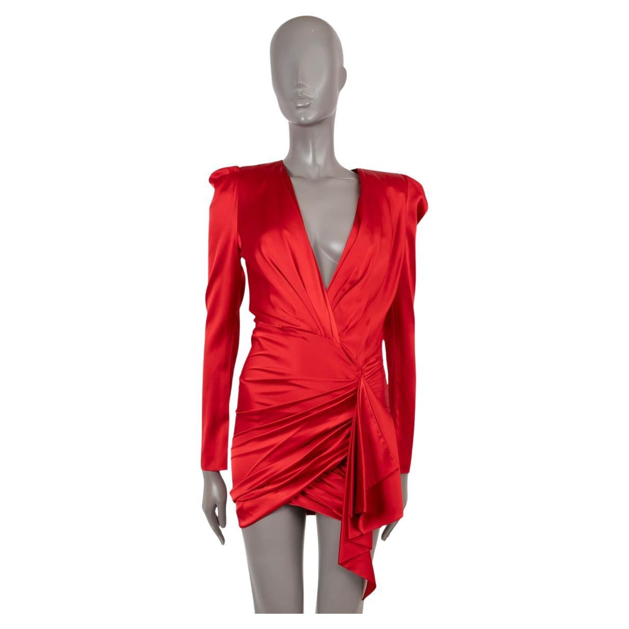 ALEXANDER VAUTHIER red silk 2019 ASYMMETRIC SATIN MINI Dress 38 S For Sale