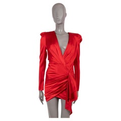 ALEXANDER VAUTHIER red silk 2019 ASYMMETRIC SATIN MINI Dress 38 S