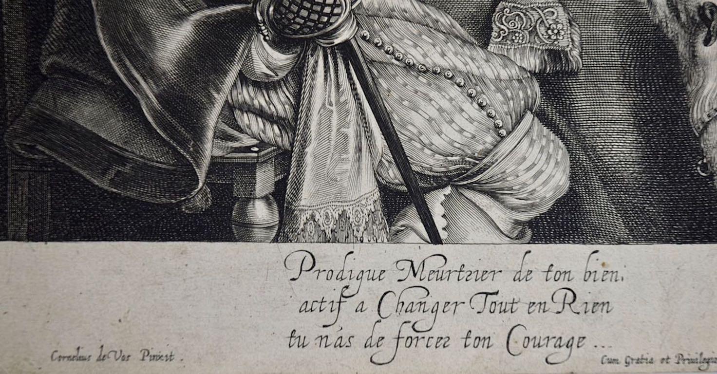  Das Kartenspiel: Ein Kupferstich von A. Voet nach Cornelis de Vos aus dem frühen 17. Jahrhundert im Angebot 2