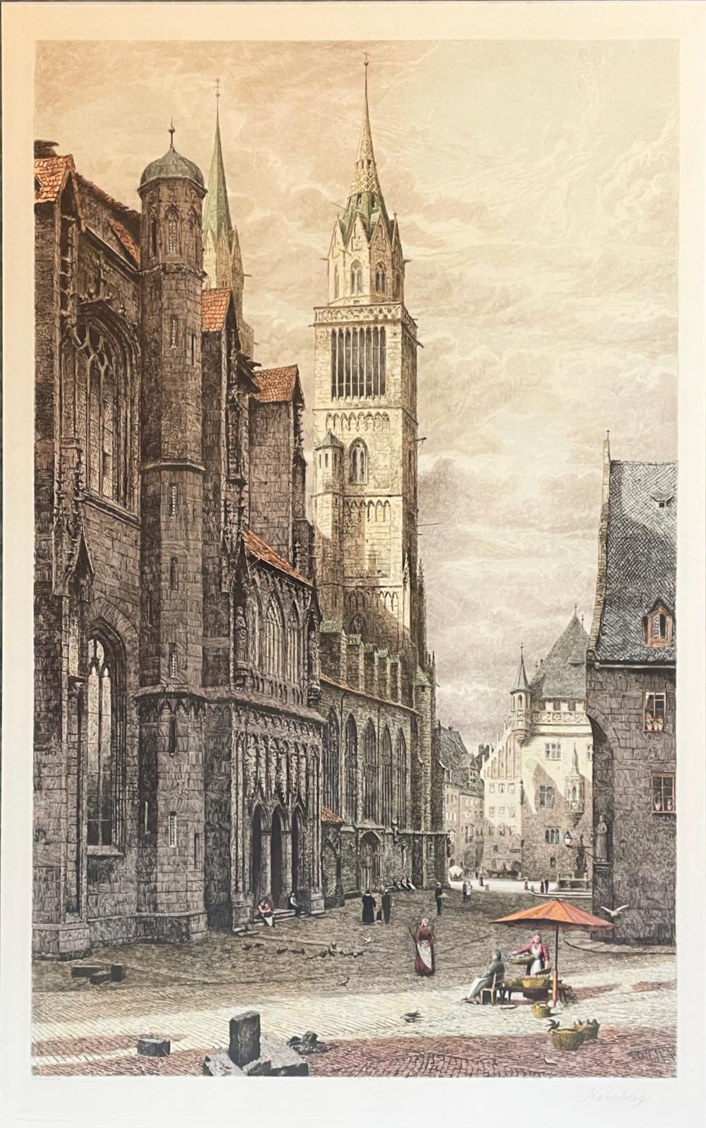 Rare Large Original 19th c. H/C Engraving Entitled NÜRNBERG - Print by Alexander Wallace Rimington