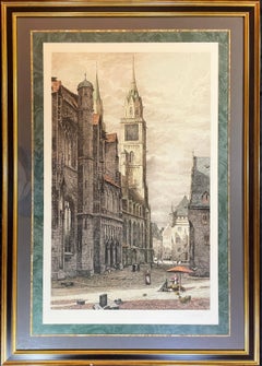 Rare Large Original 19th c. H/C Engraving Entitled NÜRNBERG