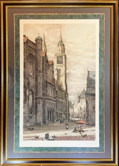 Rare Large Original 19th c. H/C Engraving Entitled NÜRNBERG