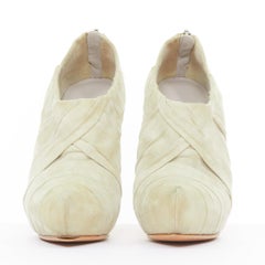 ALEXANDER WANG 2009 Runway ruched suede clear lucite heel booties EU37
