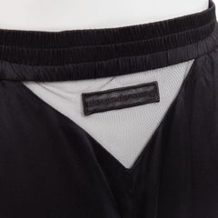 ALEXANDER WANG 2021 100% silk black mesh V logo cut out relaxed lounge pants XS
