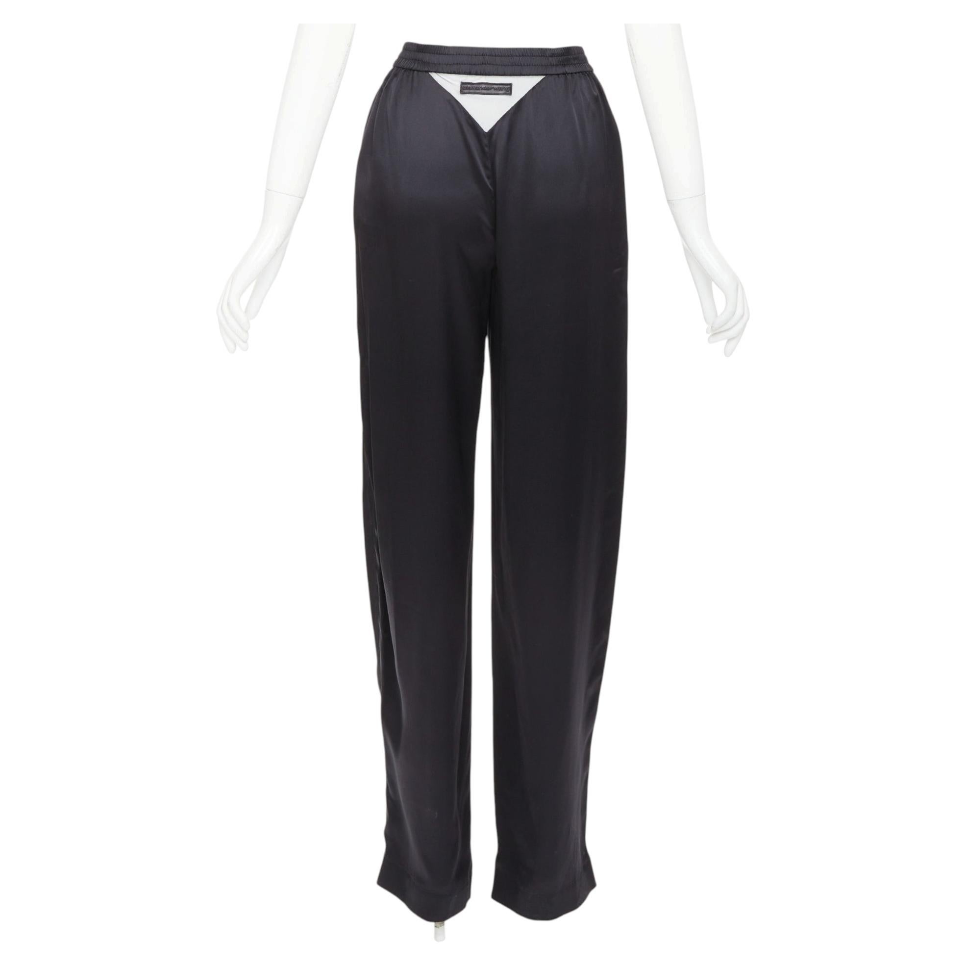 Pre-owned Alexander Wang 2021 100% Silk Black Mesh V Logo Cut Out Relaxed Lounge Pants Xs