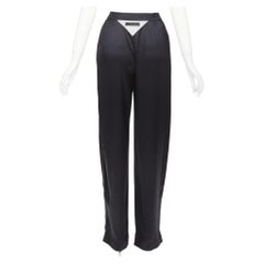 ALEXANDER WANG 2021 100% silk black mesh V logo cut out relaxed lounge pants XS