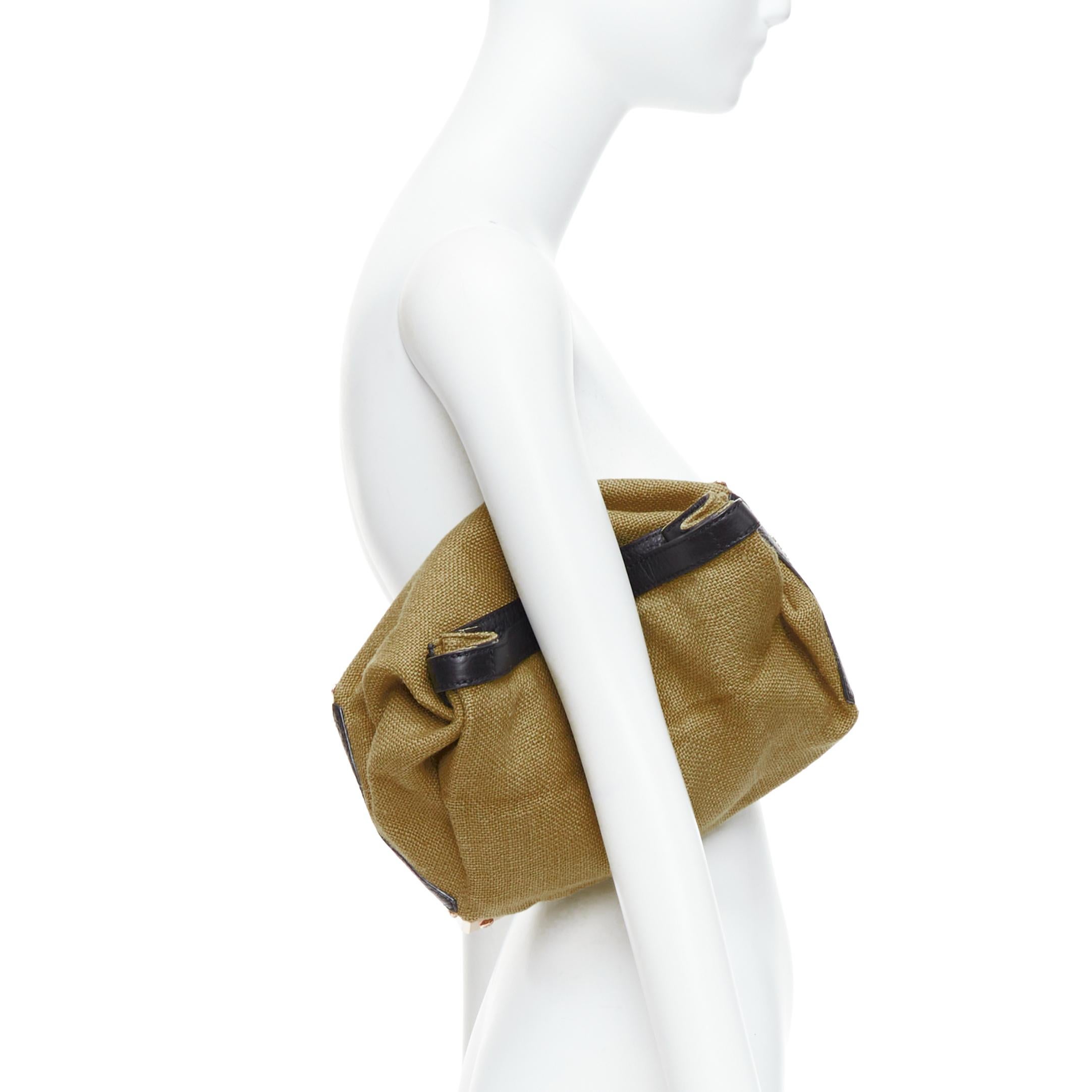 Brown ALEXANDER WANG Adele beige black canvas metal corner lunch clutch bag For Sale