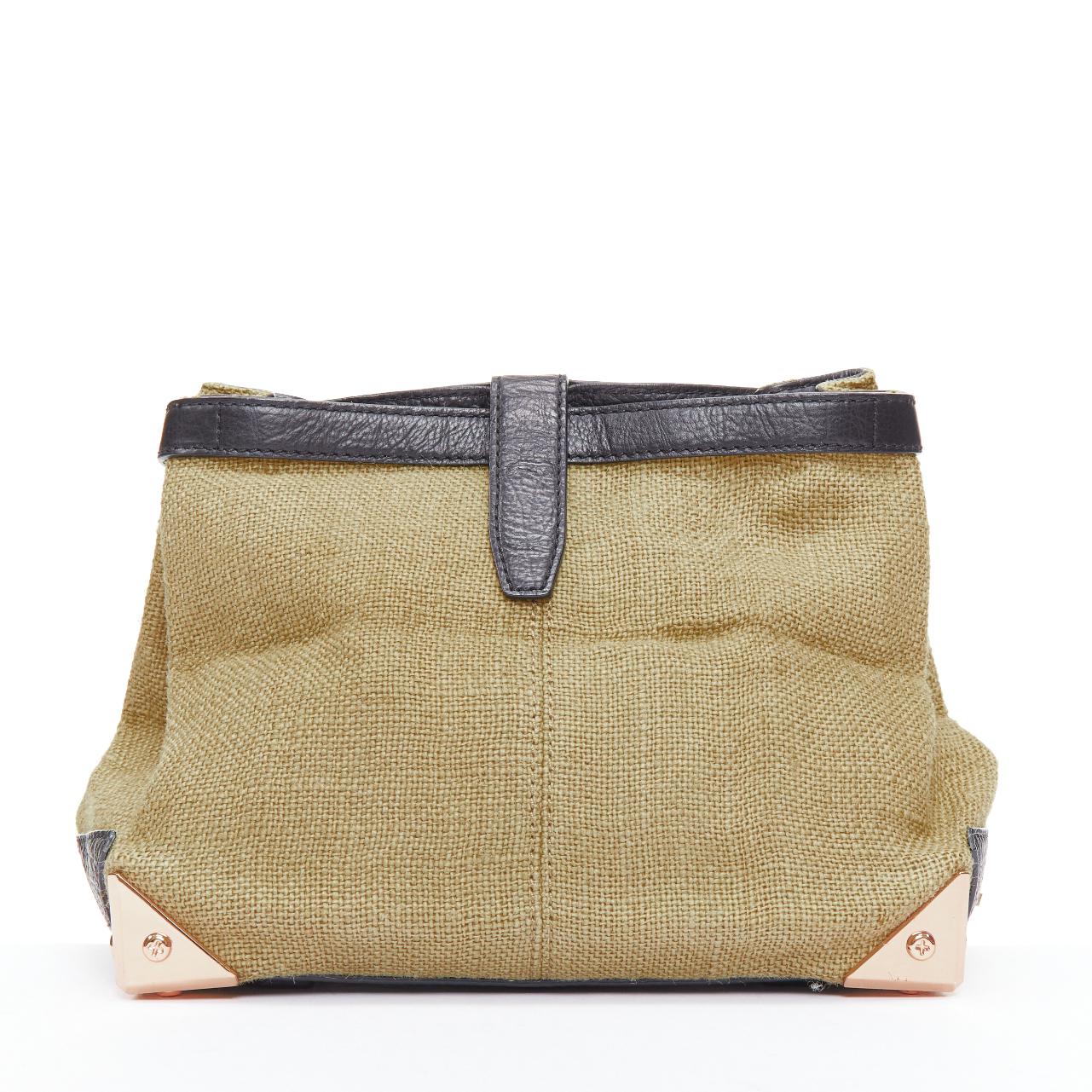 Women's ALEXANDER WANG Adele beige black canvas metal corner lunch clutch bag For Sale