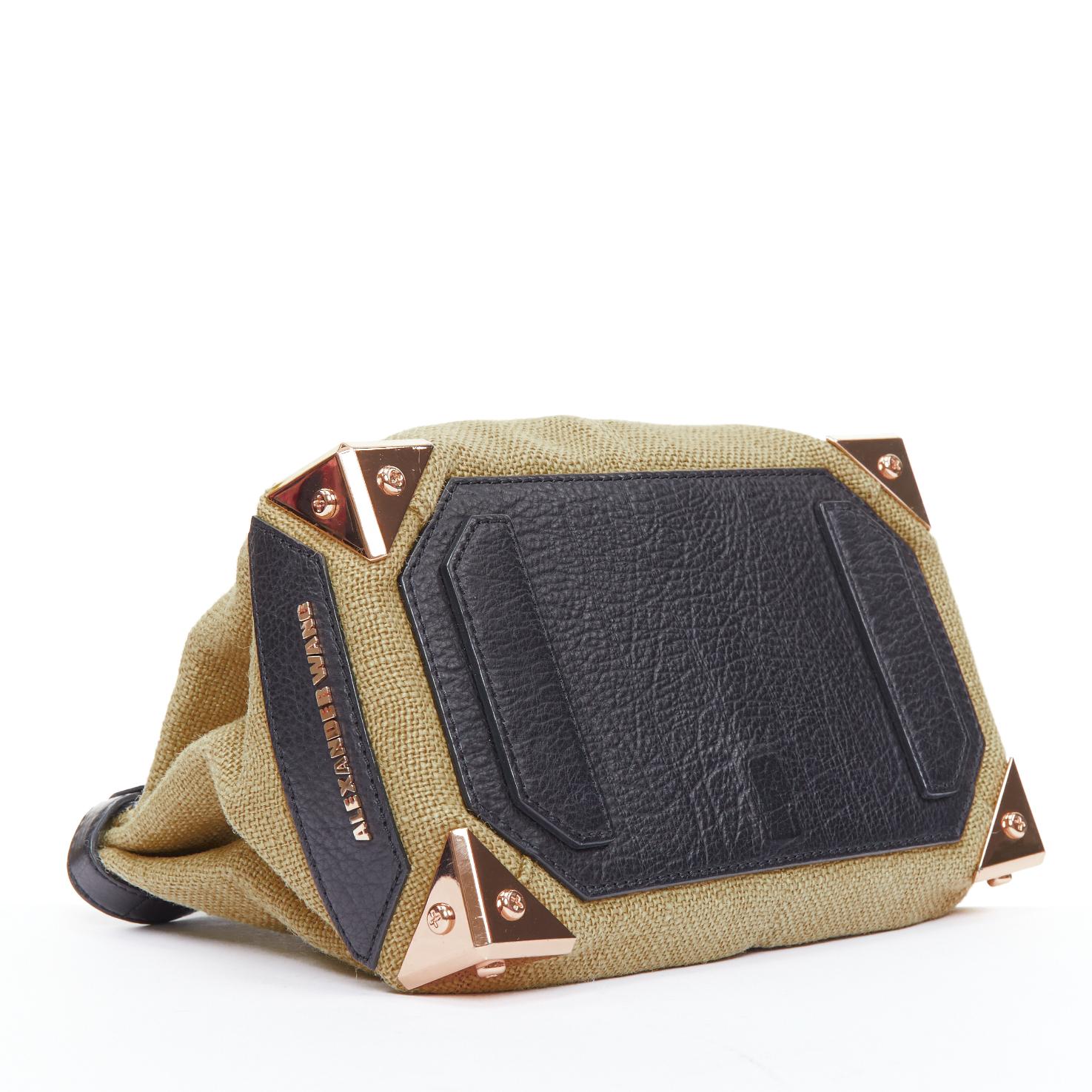 ALEXANDER WANG Adele beige black canvas metal corner lunch clutch bag For Sale 1