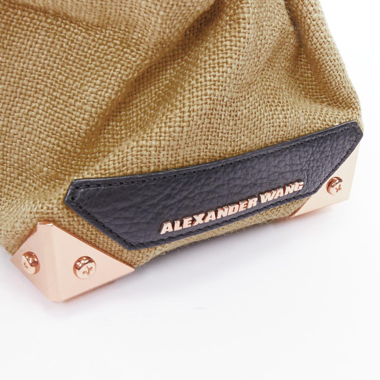 ALEXANDER WANG Adele beige black canvas metal corner lunch clutch bag For Sale 2