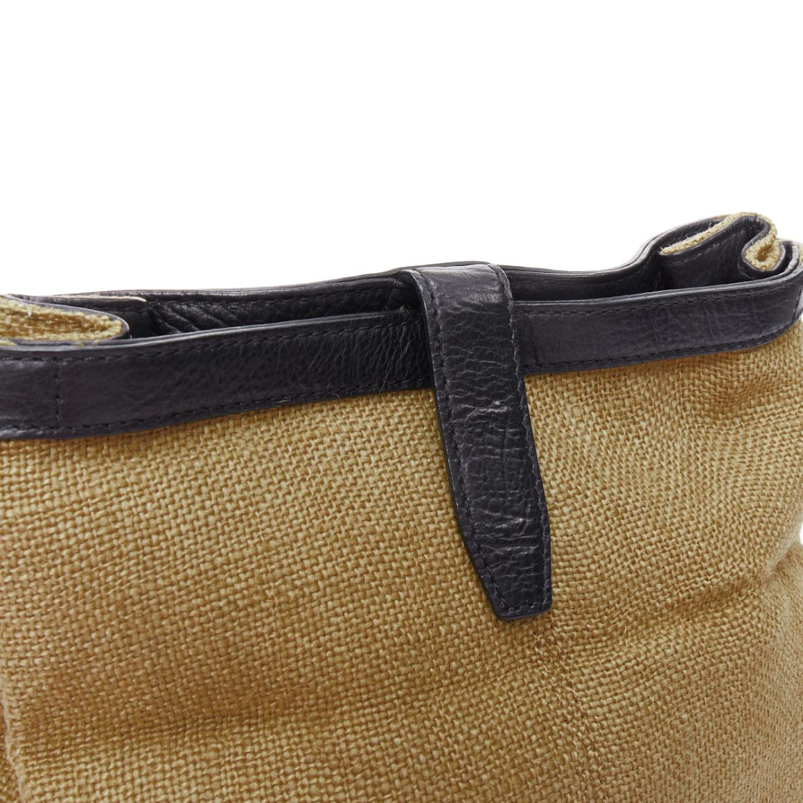 ALEXANDER WANG Adele beige black canvas metal corner lunch clutch bag For Sale 3