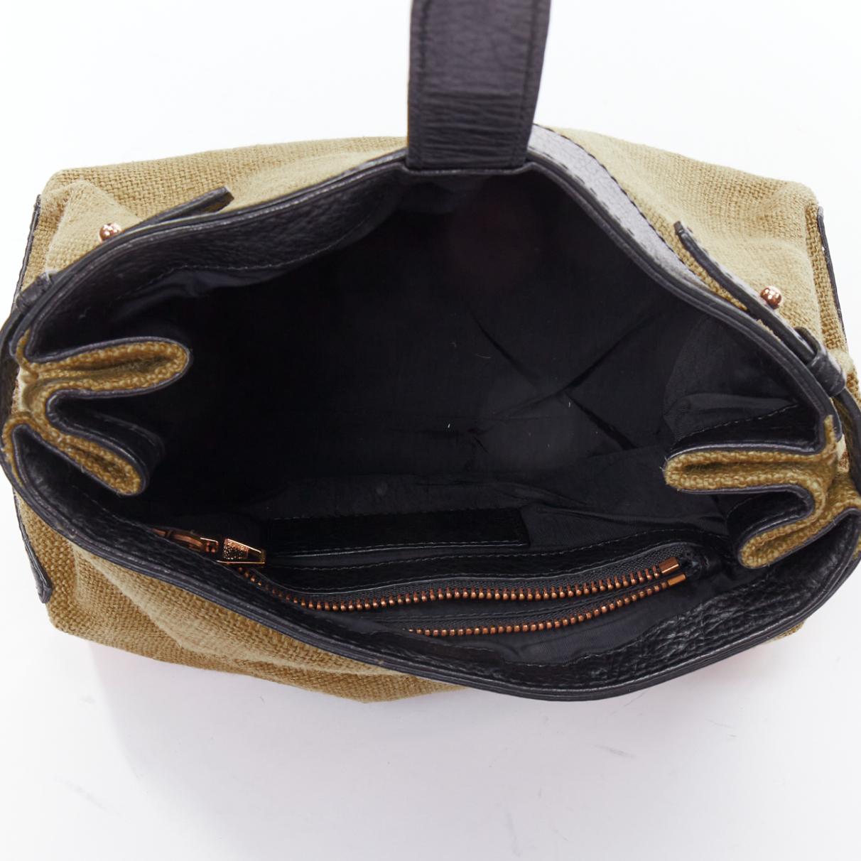 ALEXANDER WANG Adele beige black canvas metal corner lunch clutch bag For Sale 4