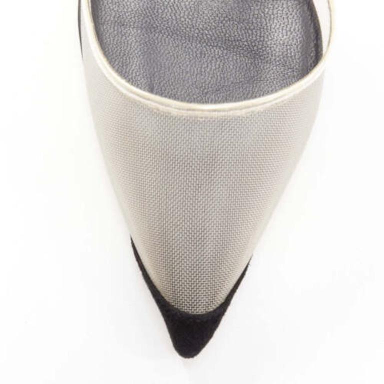 ALEXANDER WANG Alix nudefarbene Slingback-Pumps aus Netzstoff mit schwarzem Stoffband EU36 im Angebot 1