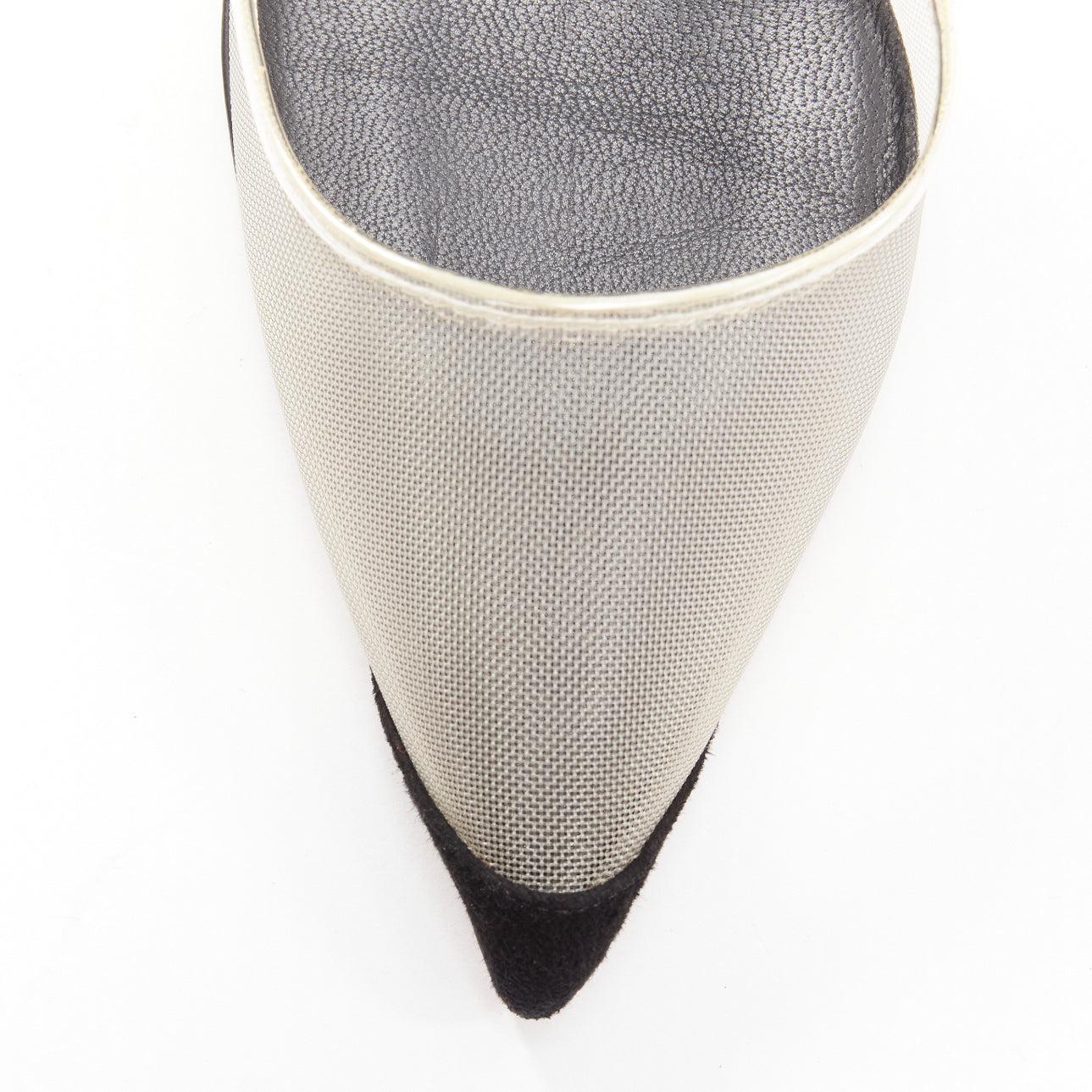 ALEXANDER WANG Alix nude mesh black fabric strap slingback pumps EU36 For Sale 2