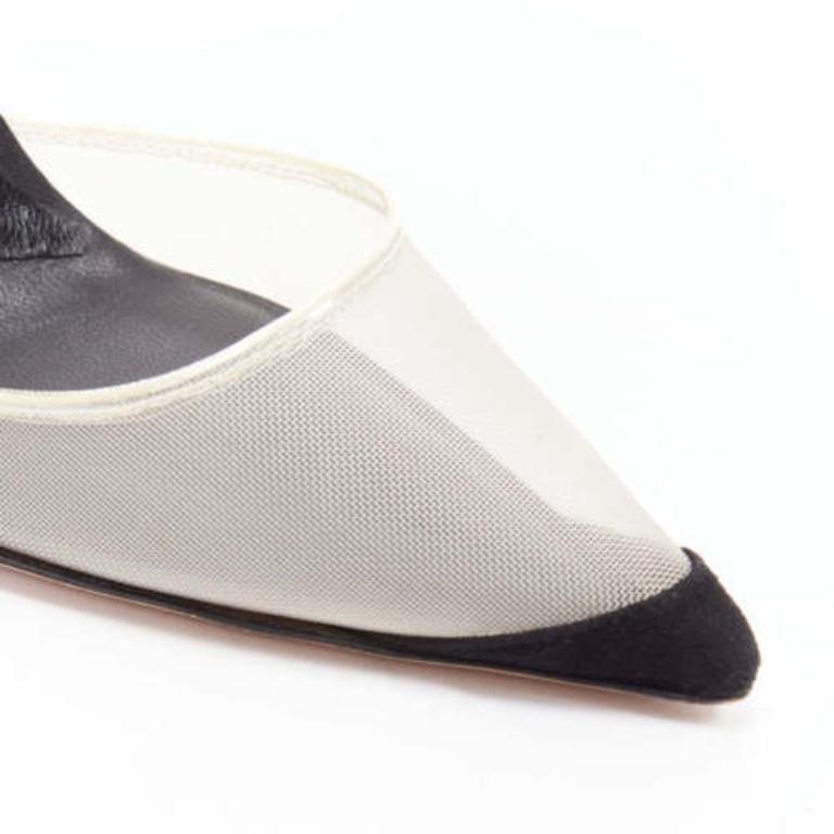 ALEXANDER WANG Alix nudefarbene Slingback-Pumps aus Netzstoff mit schwarzem Stoffband EU36 im Angebot 2