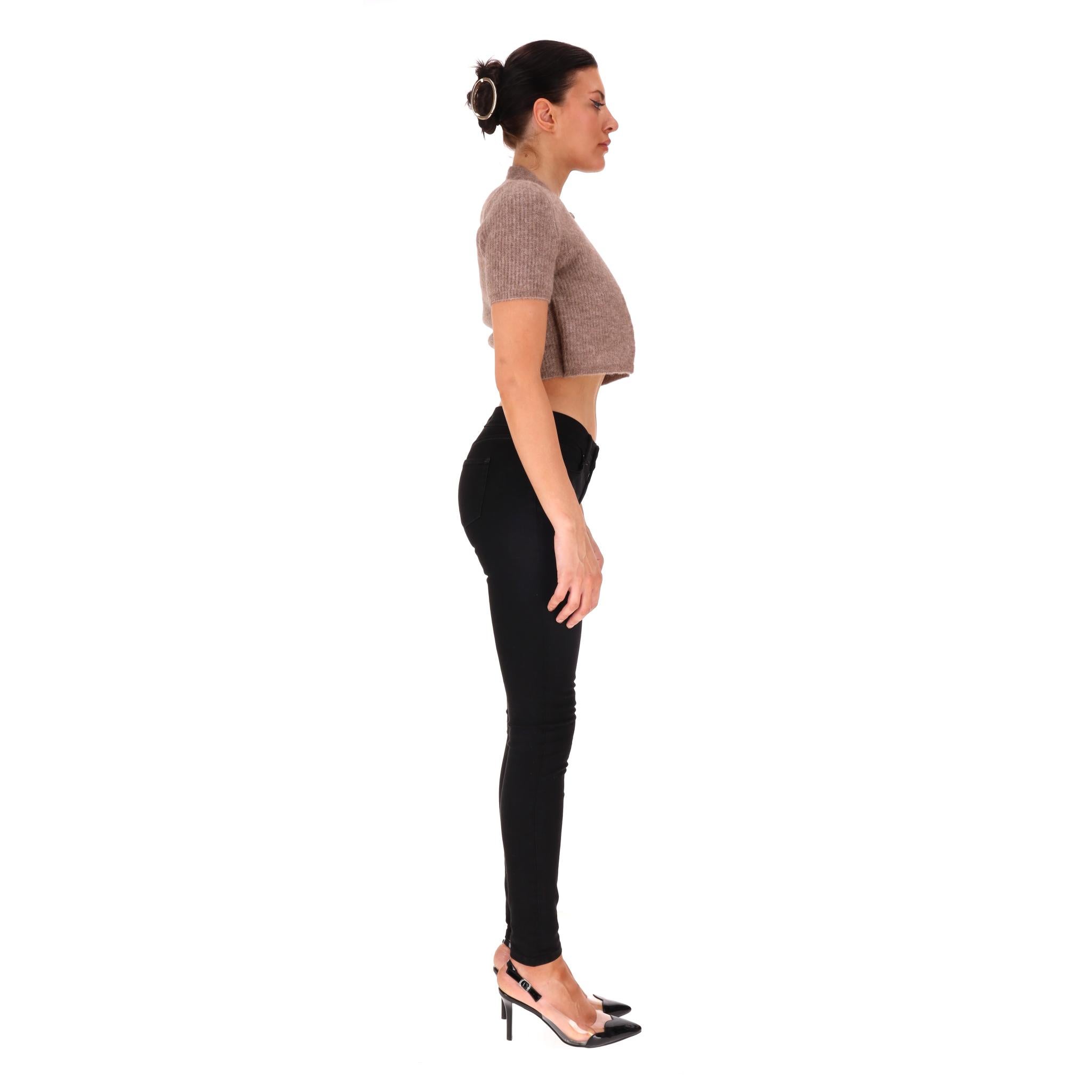 Brown Alexander Wang Alpaca Blend Cropped Twin-Set Cardigan For Sale