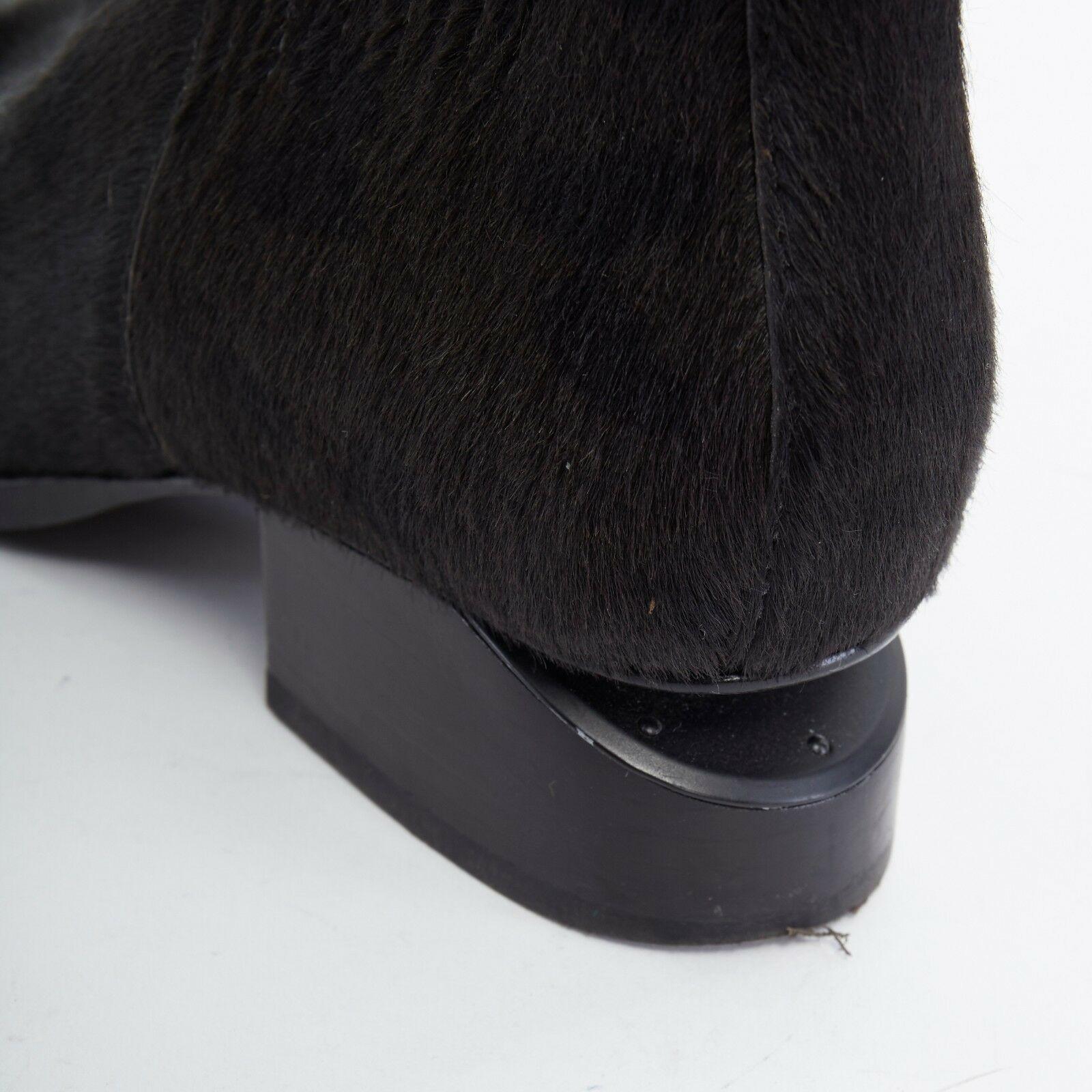 ALEXANDER WANG Anouk black leopard print pony leather cut out heel boot EU35 US5 1