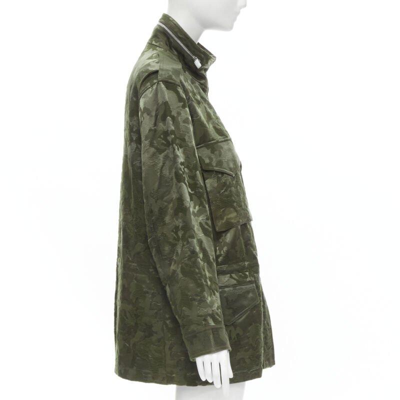 Women's ALEXANDER WANG Army green camouflage jacquard military coat XS For Sale
